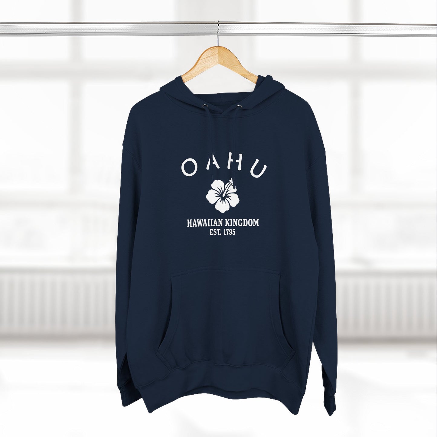 Oahu Hawaii Vintage Retro Unisex Heavy Cotton Hoodie - White Logo