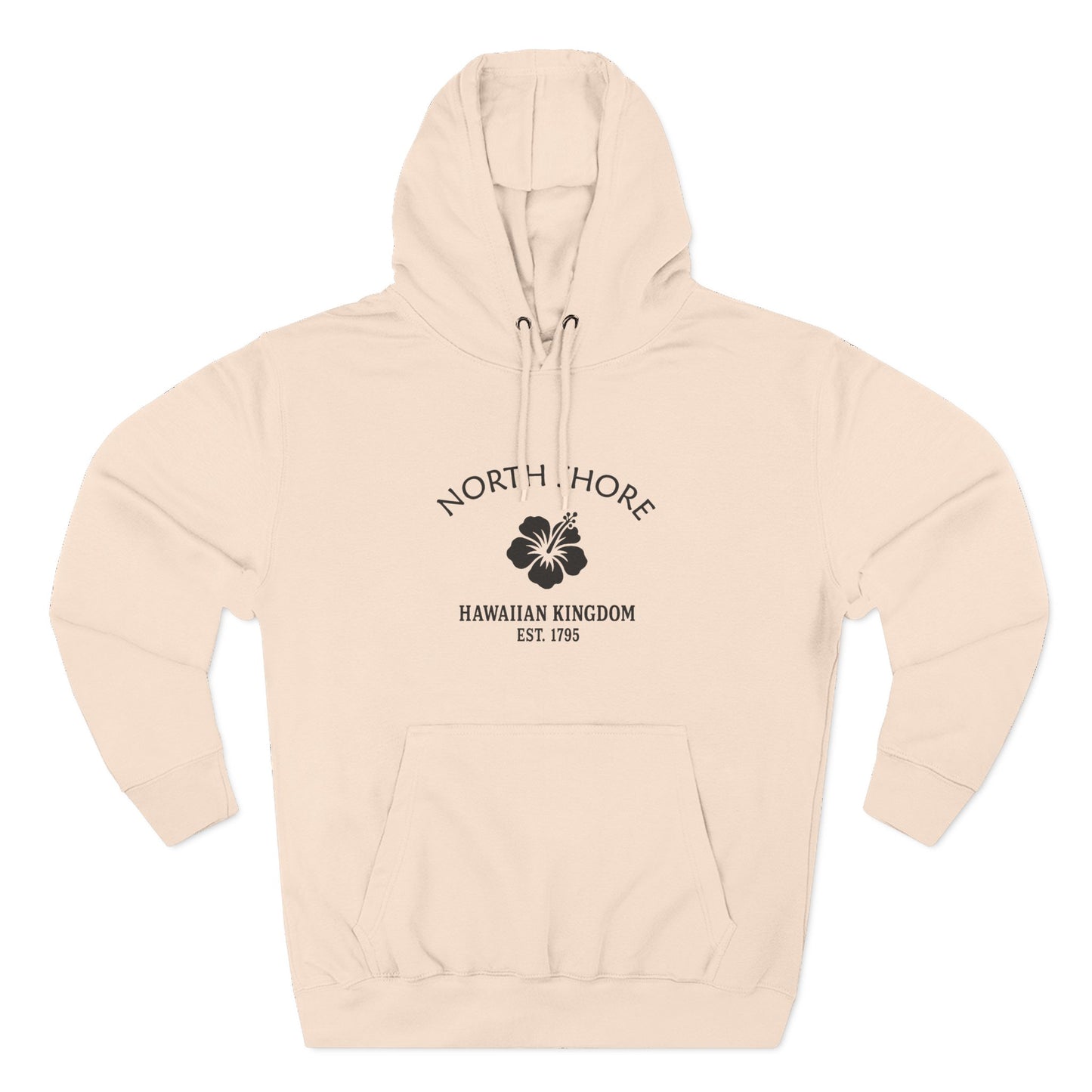 North Shore Hawaii Vintage Retro Unisex Heavy Cotton Hoodie - Black Logo