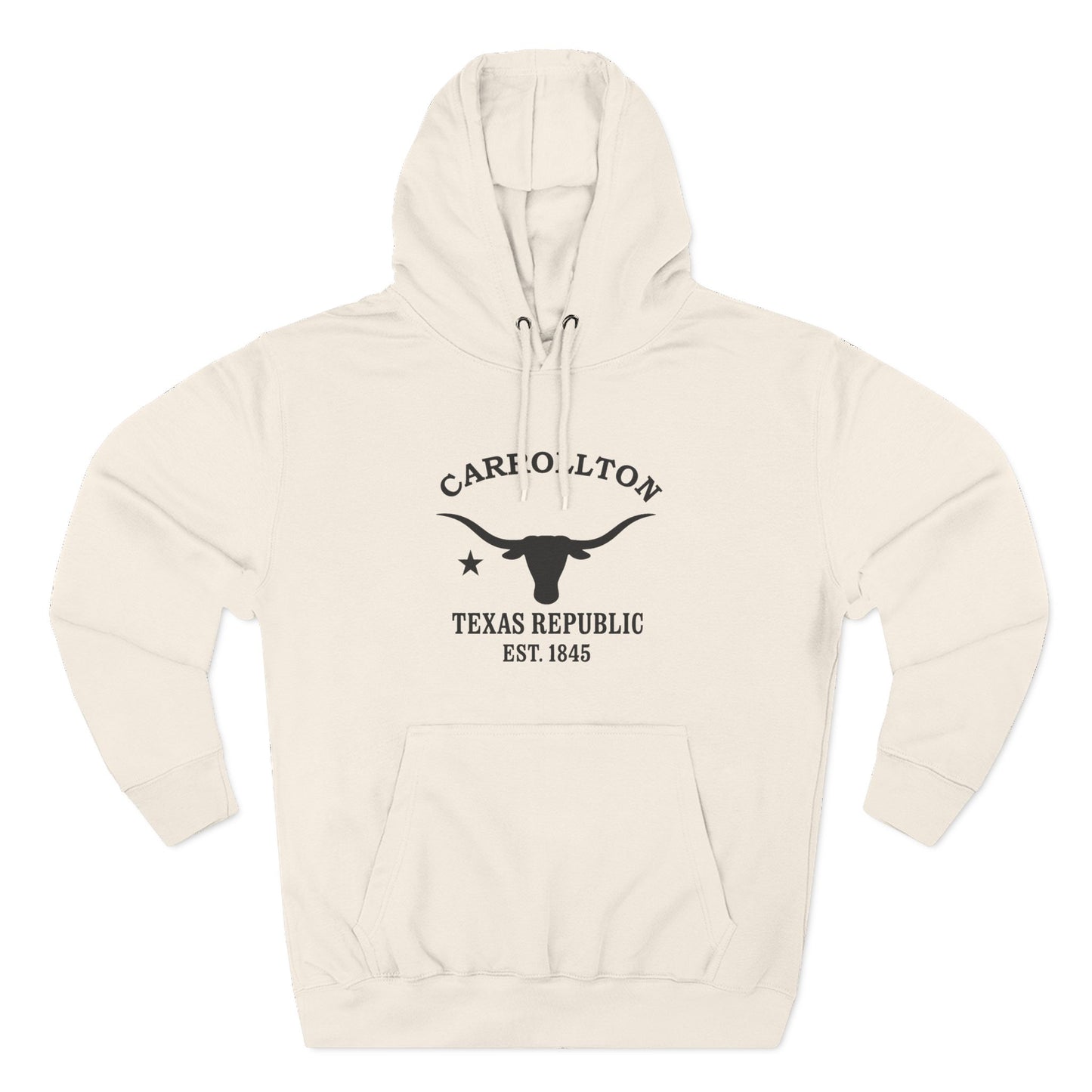 Carrollton Texas Vintage Retro Unisex Heavy Cotton Hoodie - Black Logo