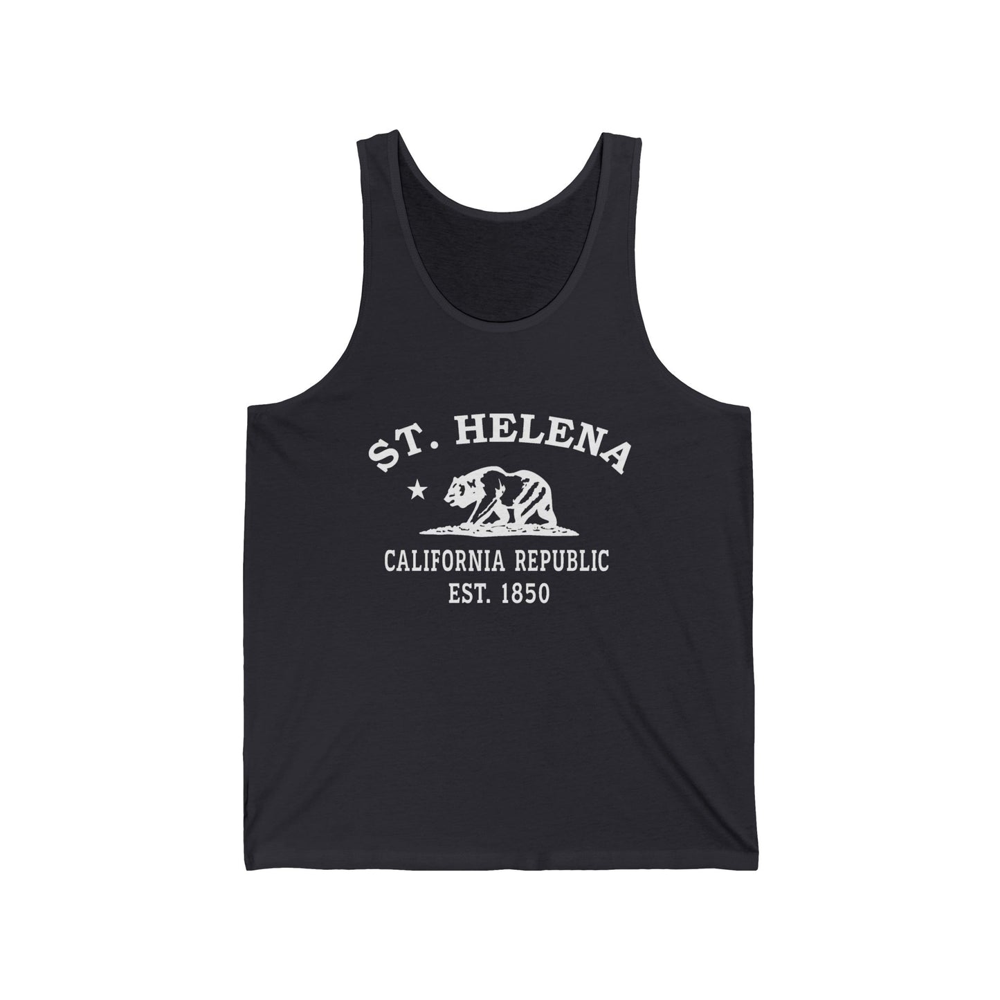 St Helena California Unisex Cotton Jersey Tank Top - White Logo