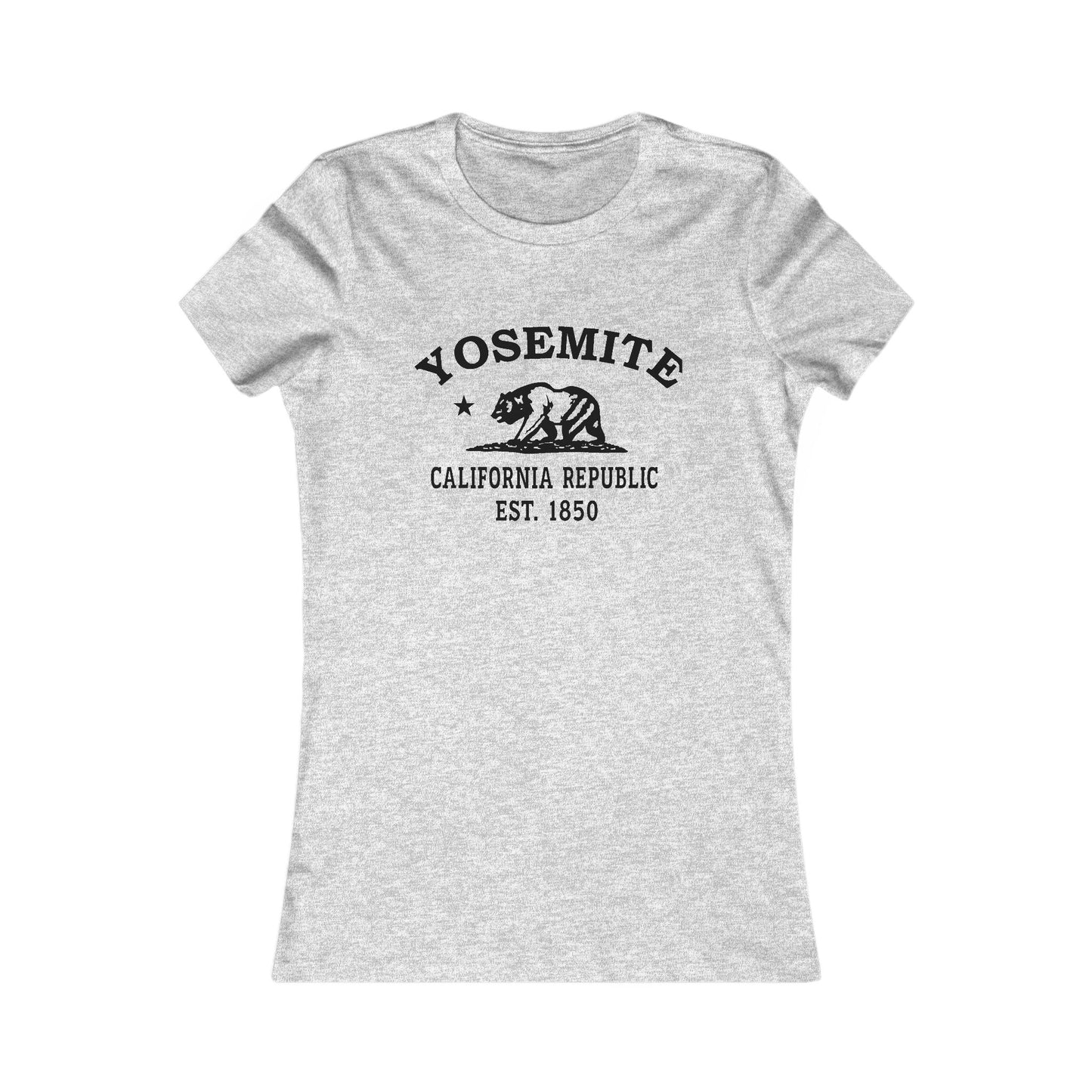 Yosemite California Ringspun Cotten Fitted Vintage Retro Womens Tee - Black Logo