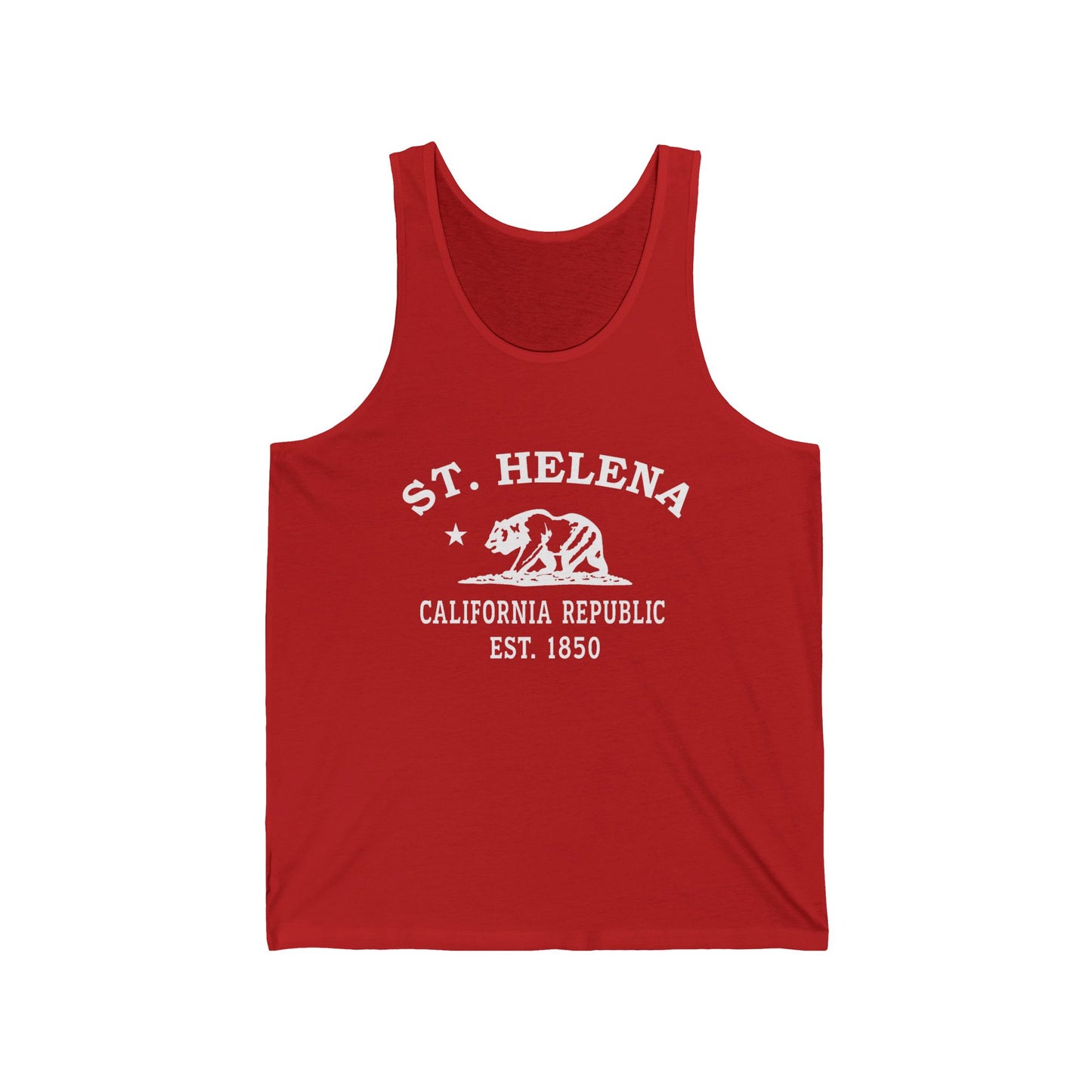 St Helena California Unisex Cotton Jersey Tank Top - White Logo