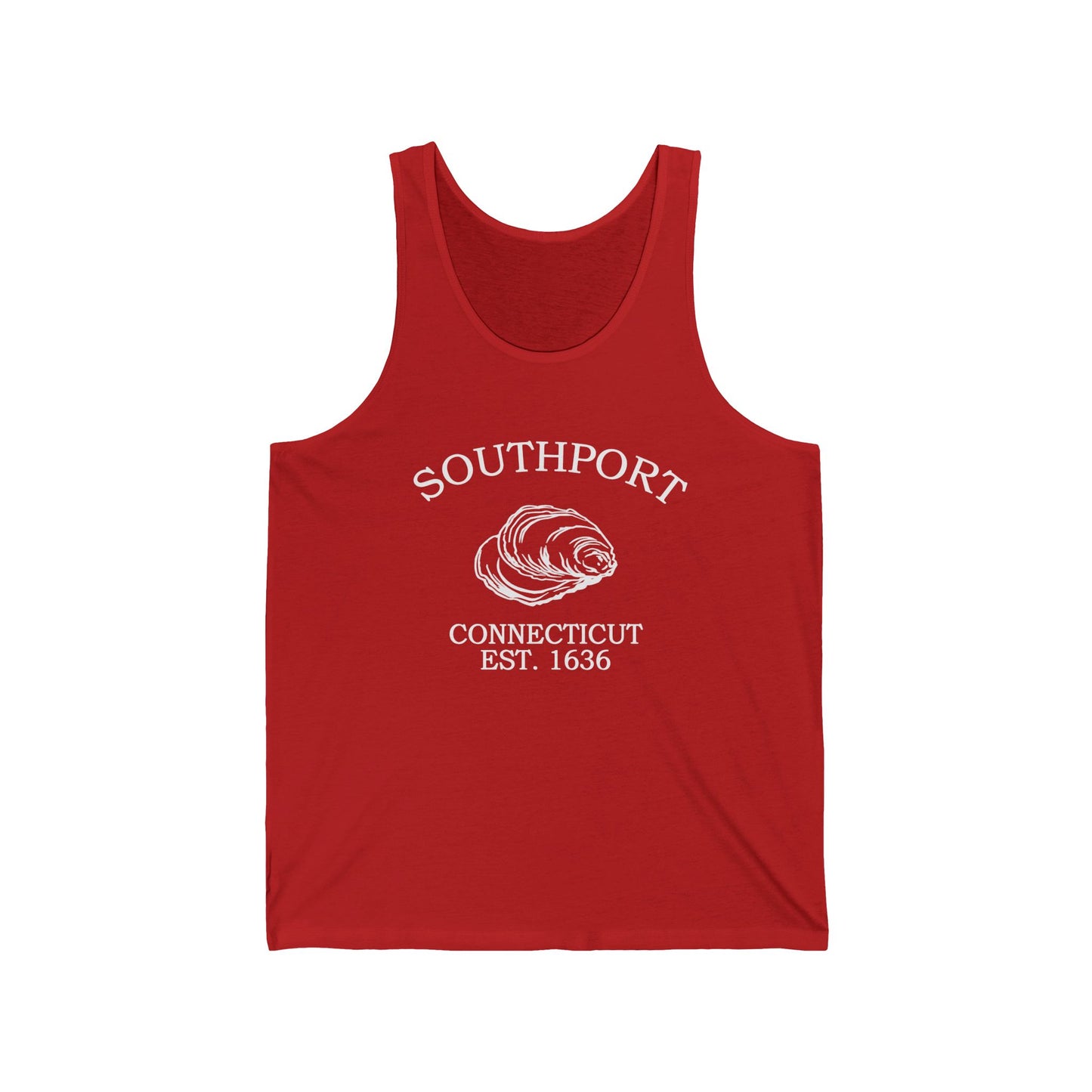 Southport Connecticut Vintage Retro Unisex Cotton Jersey Tank Top - White Logo