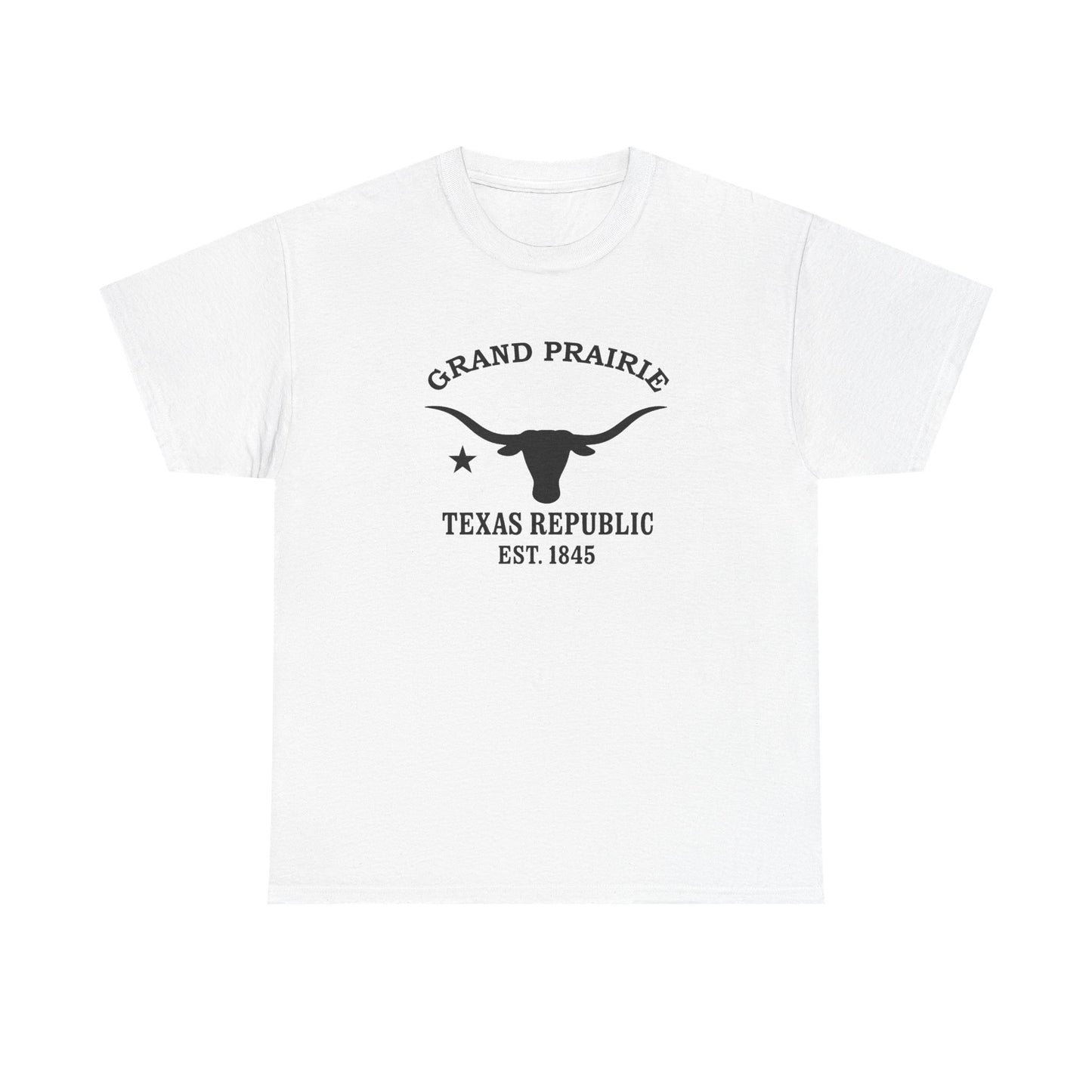 Grand Prairie Texas Vintage Retro Unisex Heavy Cotton Tee - Black Logo