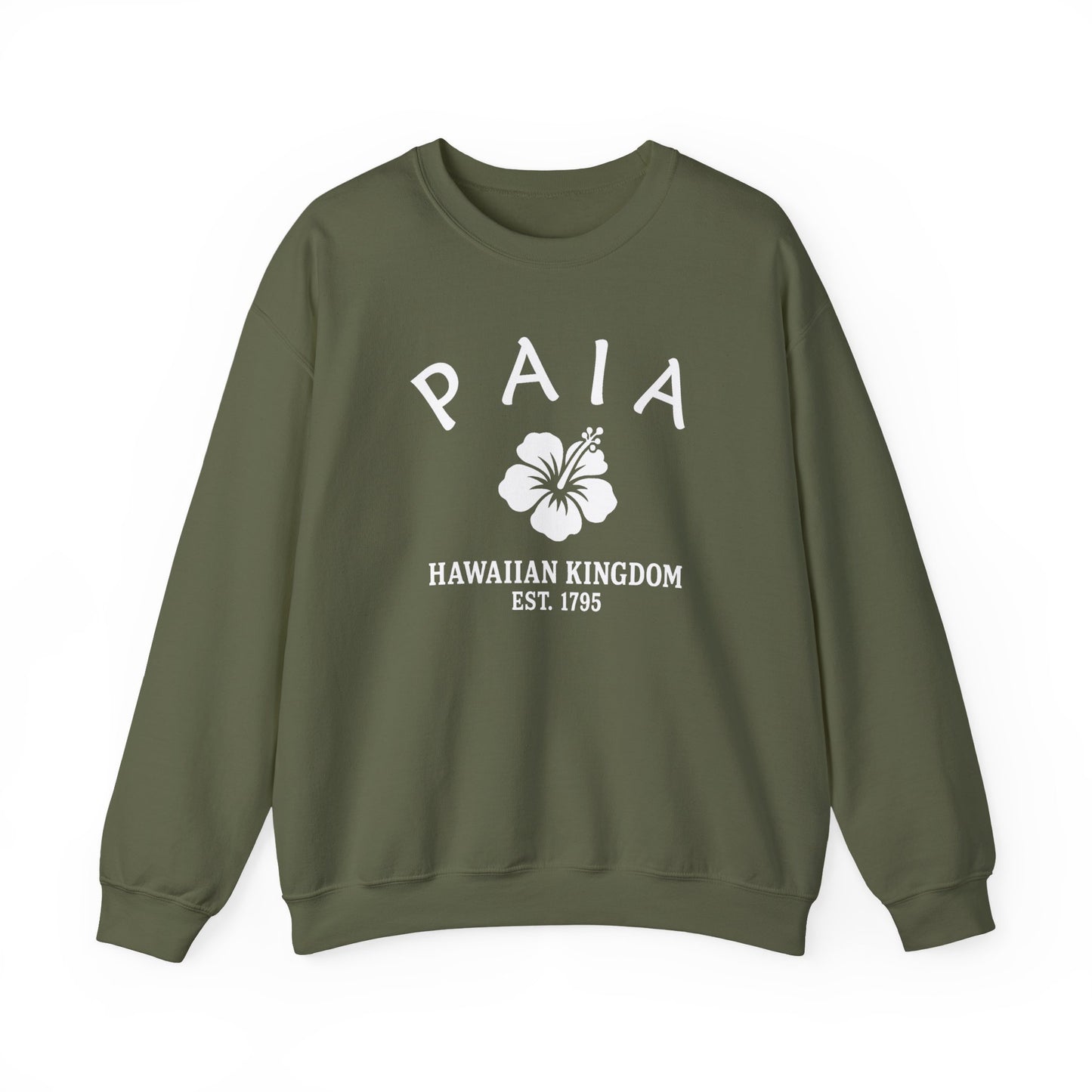 Paia Hawaii Vintage Retro Unisex Heavy Crewneck Sweatshirt - White Logo