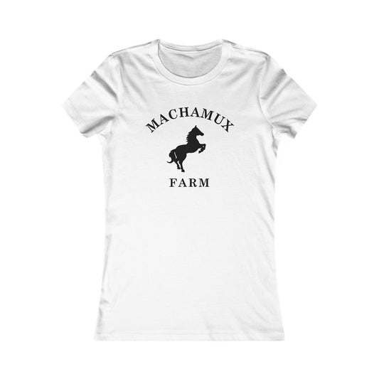 Machamux Farm Vintage Retro Womens Fitted Ringspun Cotton Tee - Black Logo