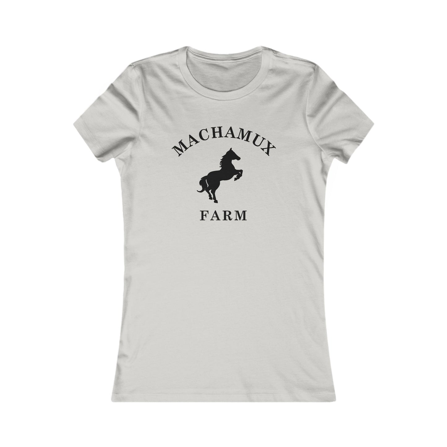Machamux Farm Vintage Retro Womens Fitted Ringspun Cotton Tee - Black Logo