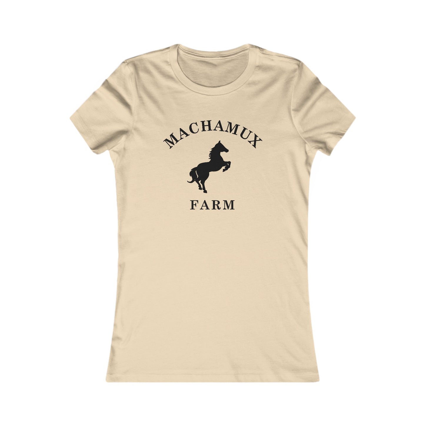 Machamux Farm Vintage Retro Womens Fitted Ringspun Cotton Tee - Black Logo