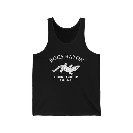 Boca Raton Florida Vintage Retro Unisex Cotton Jersey Tank Top - White Logo