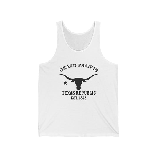 Grand Prairie Texas Vintage Retro Unisex Cotton Jersey Tank Top - Black Logo