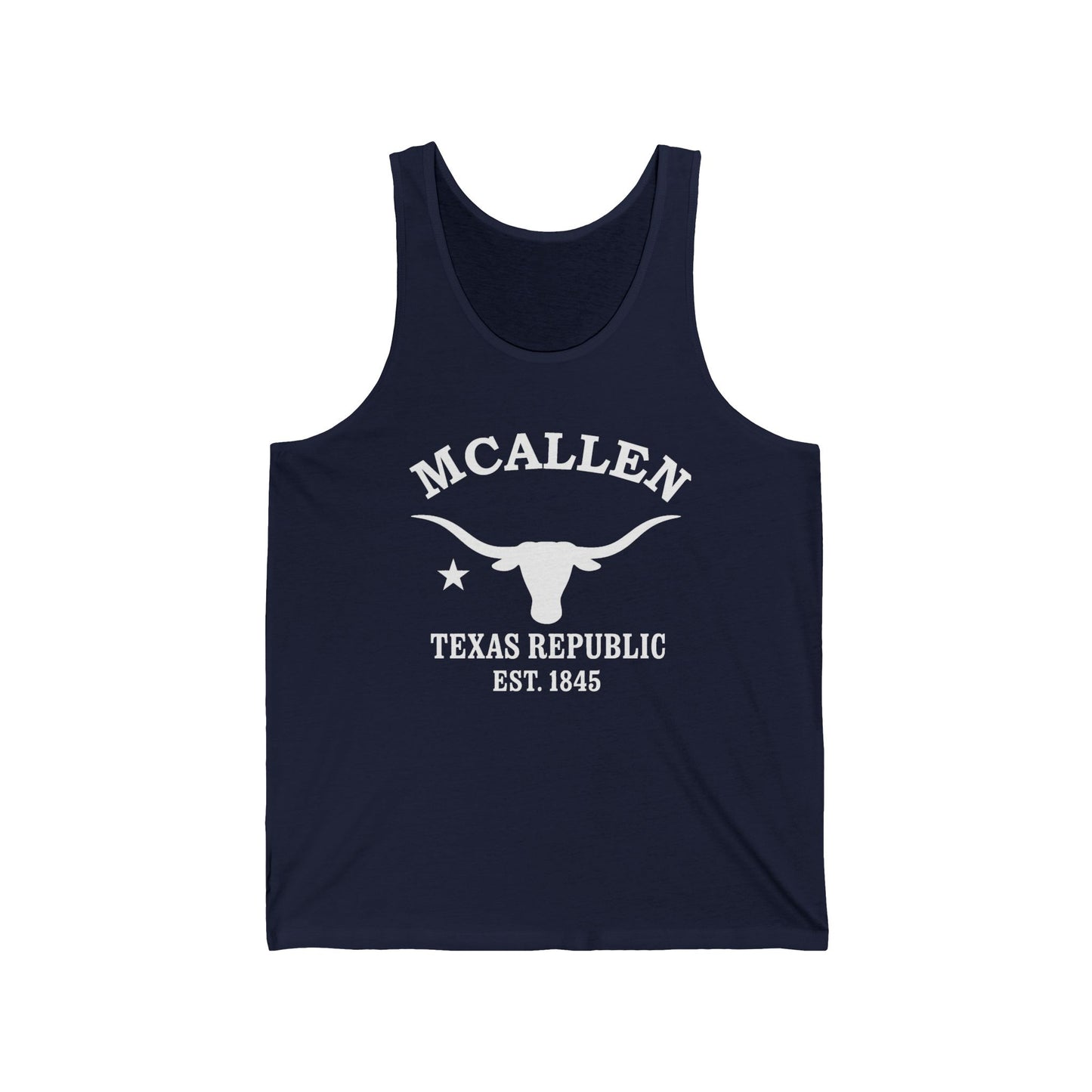 McAllen Texas Unisex Cotton Jersey Tank Top - White Logo