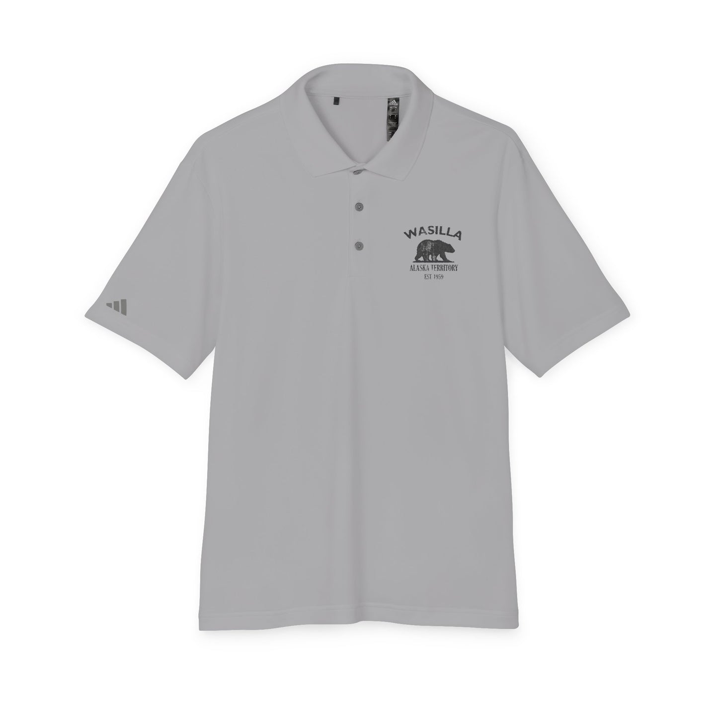Wasilla Alaska Vintage Retro Embroidered Performance Polo Shirt - Black Logo