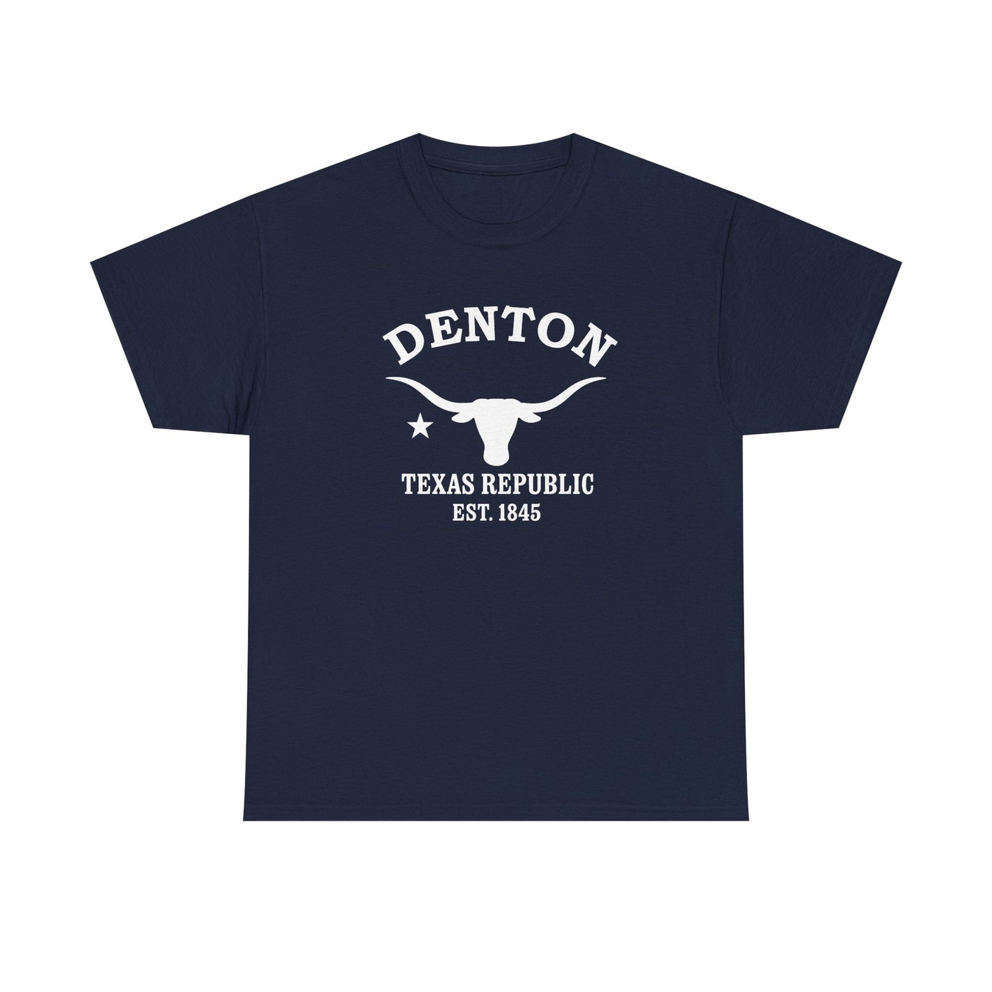 Denton Texas Vintage Retro Unisex Heavy Cotton Tee - White Logo