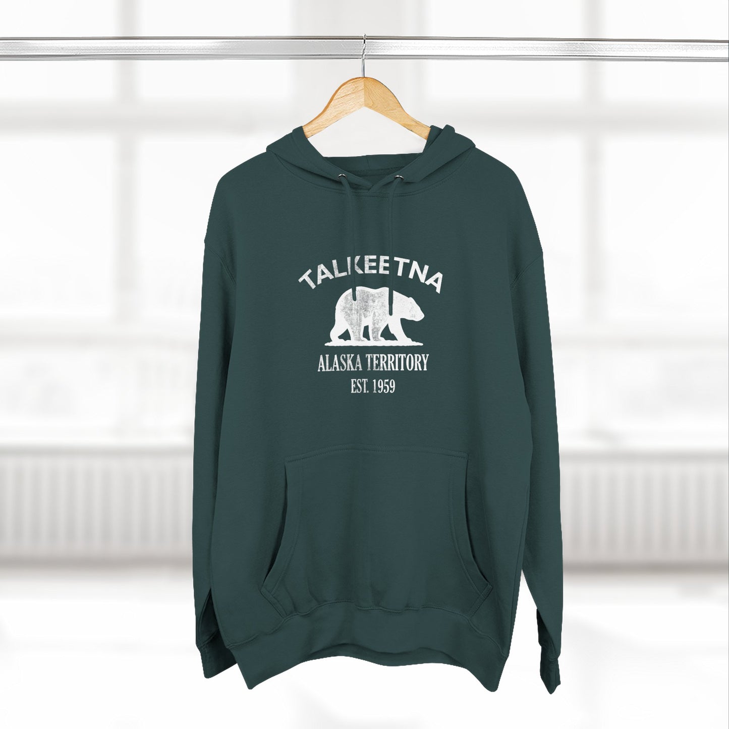 Talkeetna Alaska Vintage Retro Unisex Heavy Cotton Hoodie - White Logo