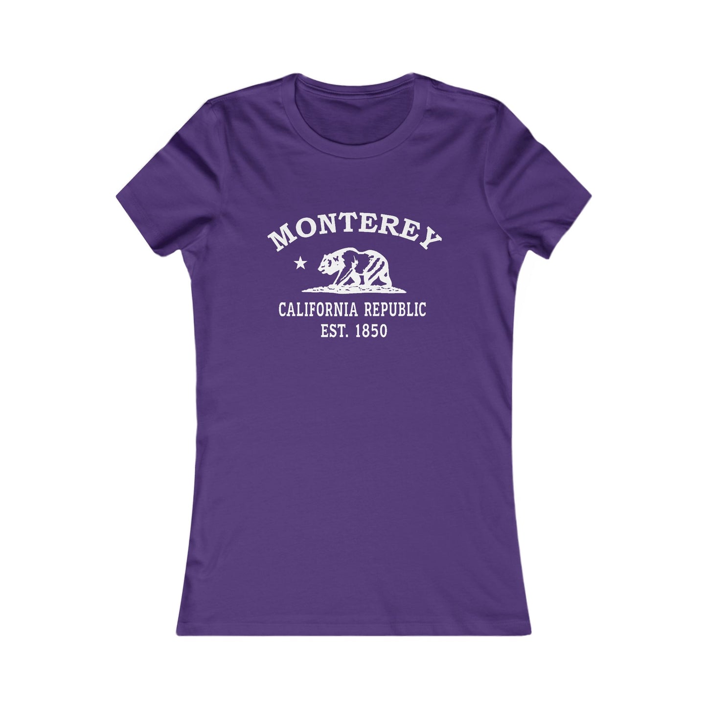 Monterey California Vintage Retro Womens Fitted Ringspun Cotton Tee - White Logo