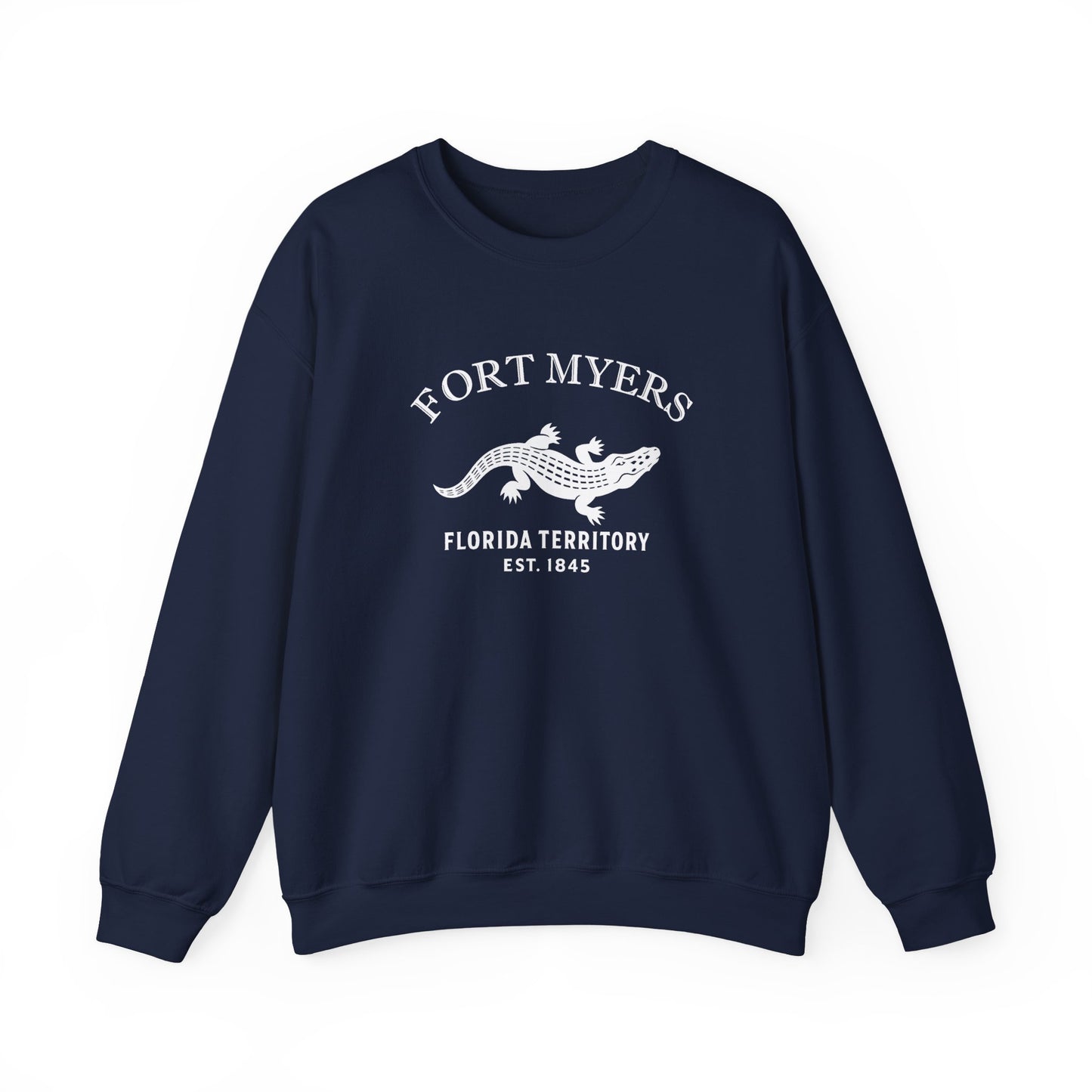 Fort Myers Florida Vintage Retro Unisex Heavy Crewneck Sweatshirt - White Logo
