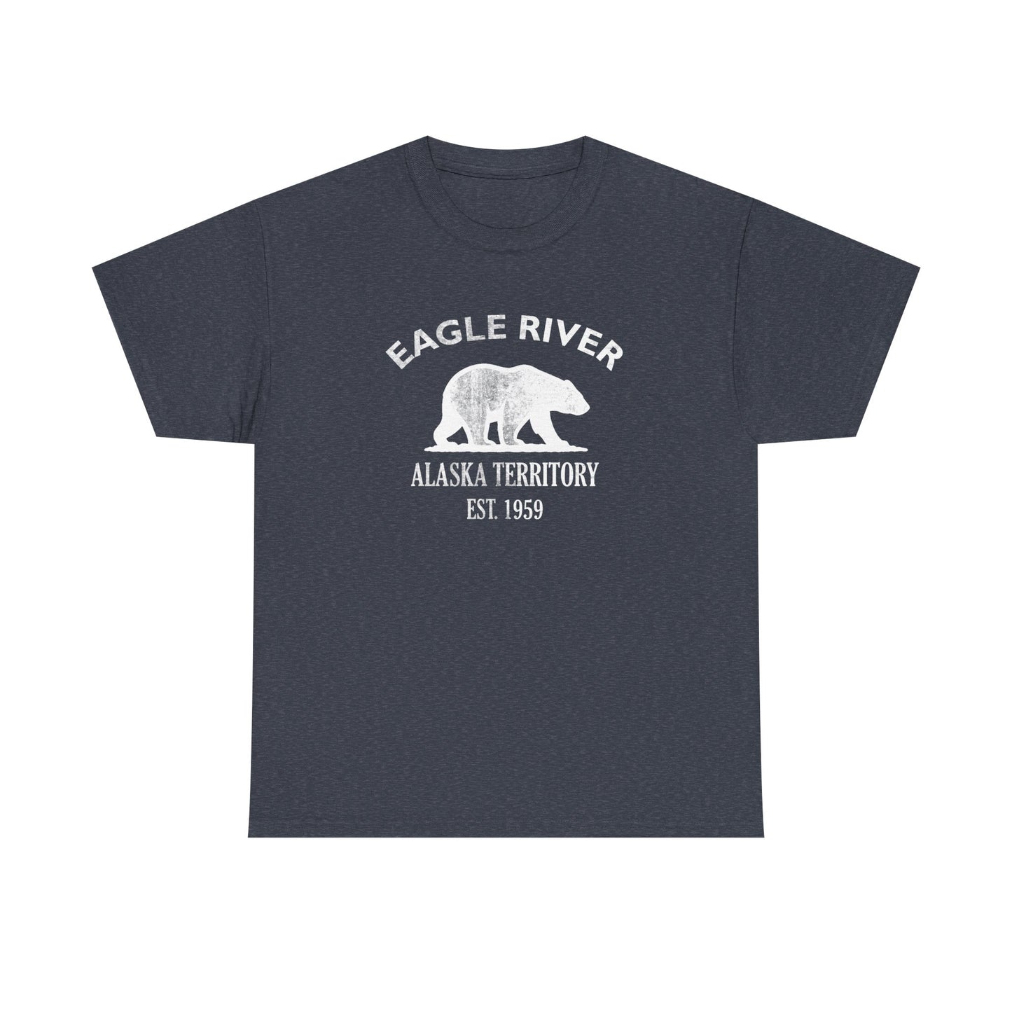 Eagle River Alaska Vintage Retro Unisex Heavy Cotton Tee - White Logo