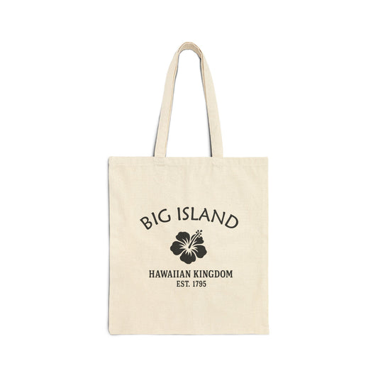 Big Island Hawaii Vintage Retro Cotton Canvas Tote Bag - Black Logo