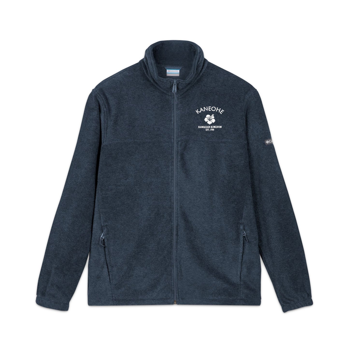 Kaneohe Hawaii Vintage Retro Unisex Embroidered Fleece Jacket - White Logo