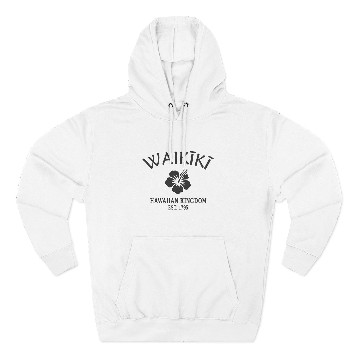 Waikiki Hawaii Vintage Retro Unisex Heavy Cotton Hoodie - Black Logo