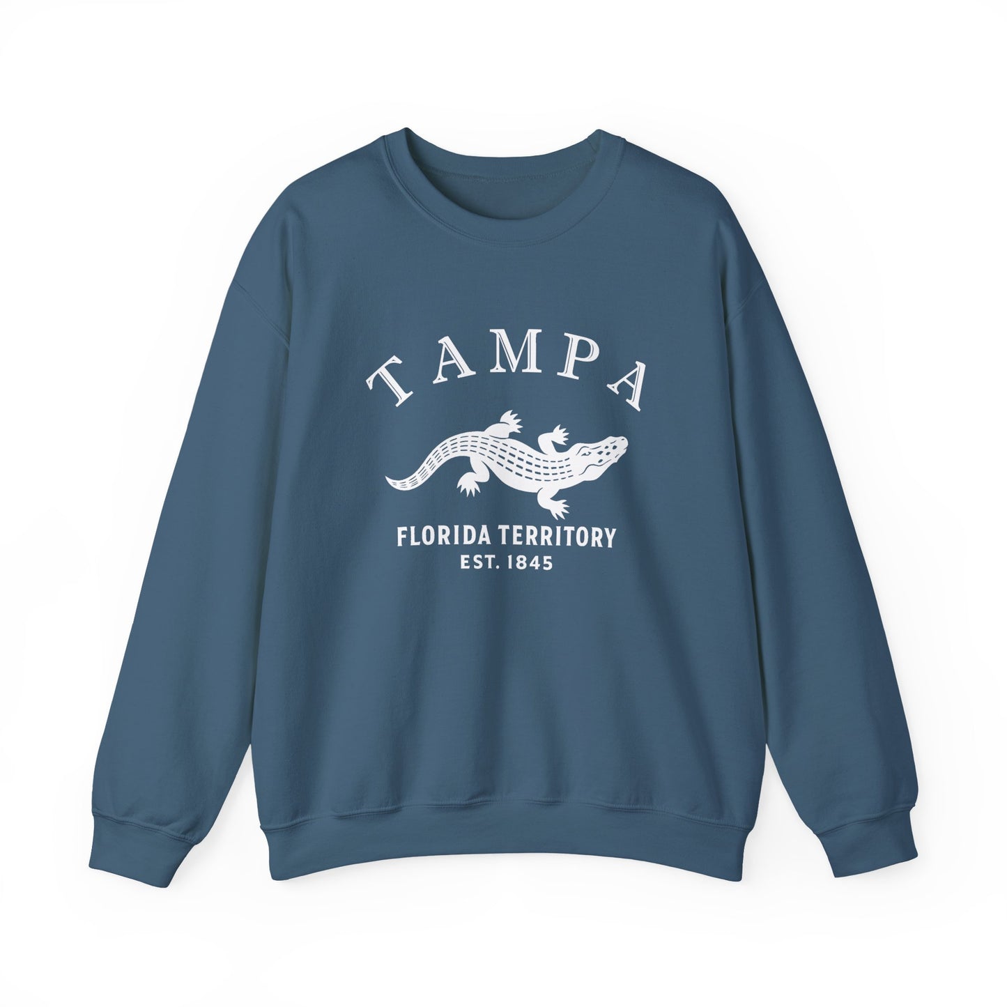 Tampa Florida Vintage Retro Unisex Heavy Crewneck Sweatshirt - White Logo