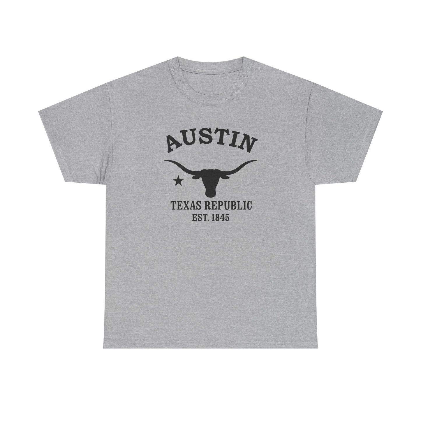 Austin Texas Vintage Retro Unisex Heavy Cotton Tee - Black Logo