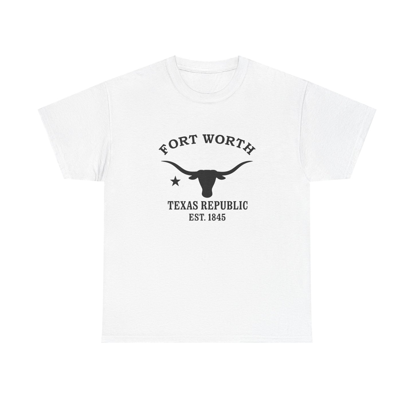 Fort Worth Texas Vintage Retro Unisex Heavy Cotton Tee - Black Logo