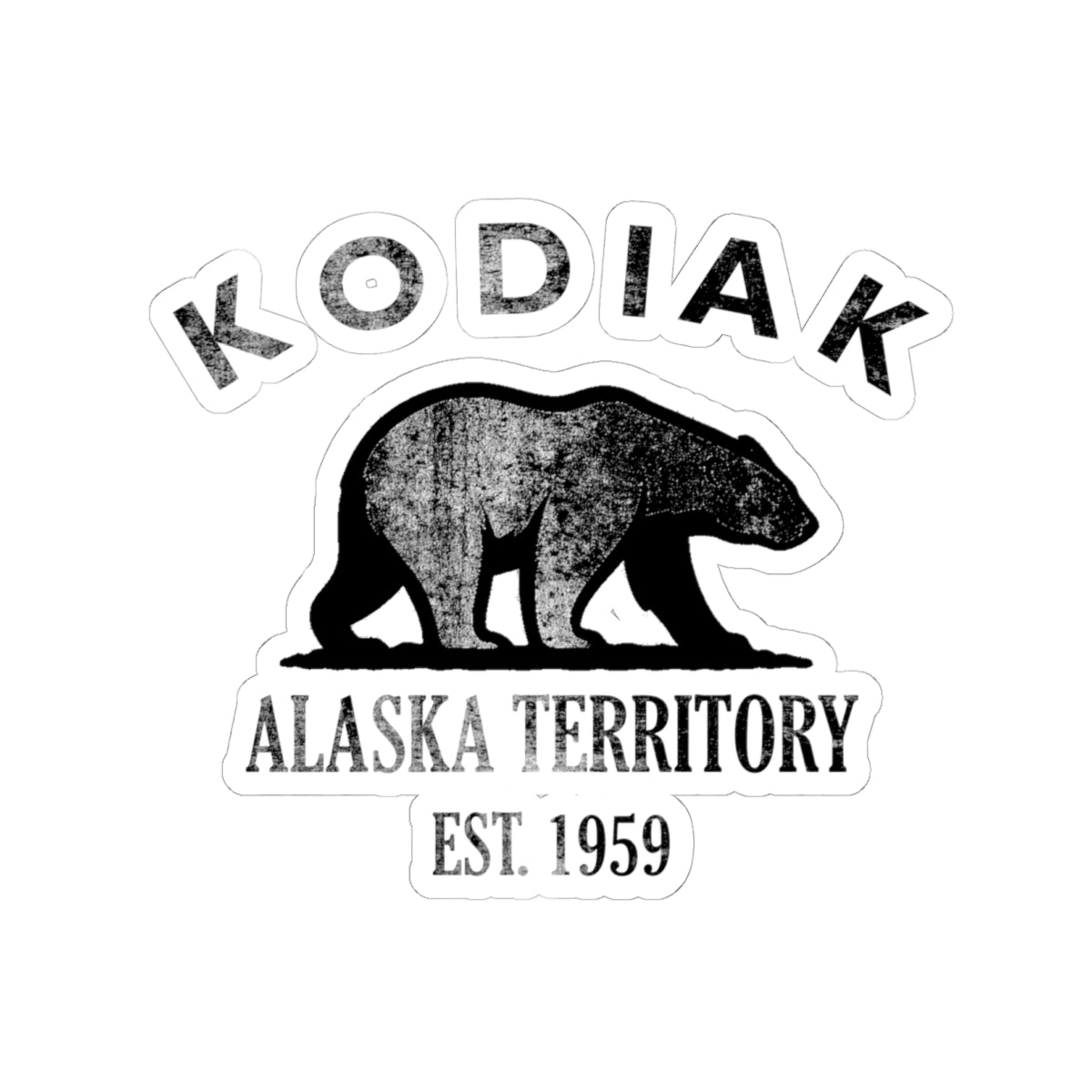 Kodiak Alaska Vintage Retro Vinyl Sticker - Black Logo