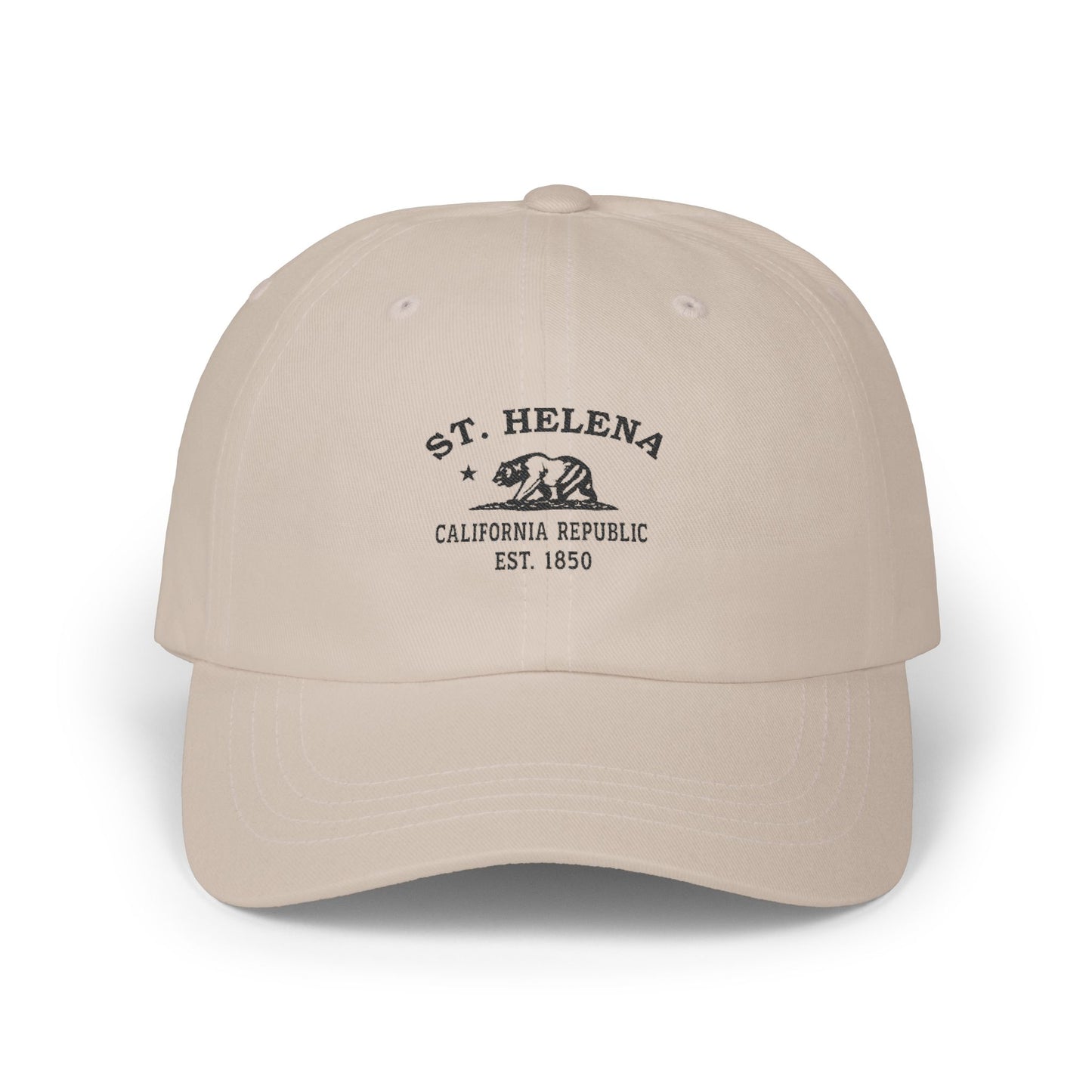 St Helena California Vintage Retro Embroidered Cotton Cap - Black Logo