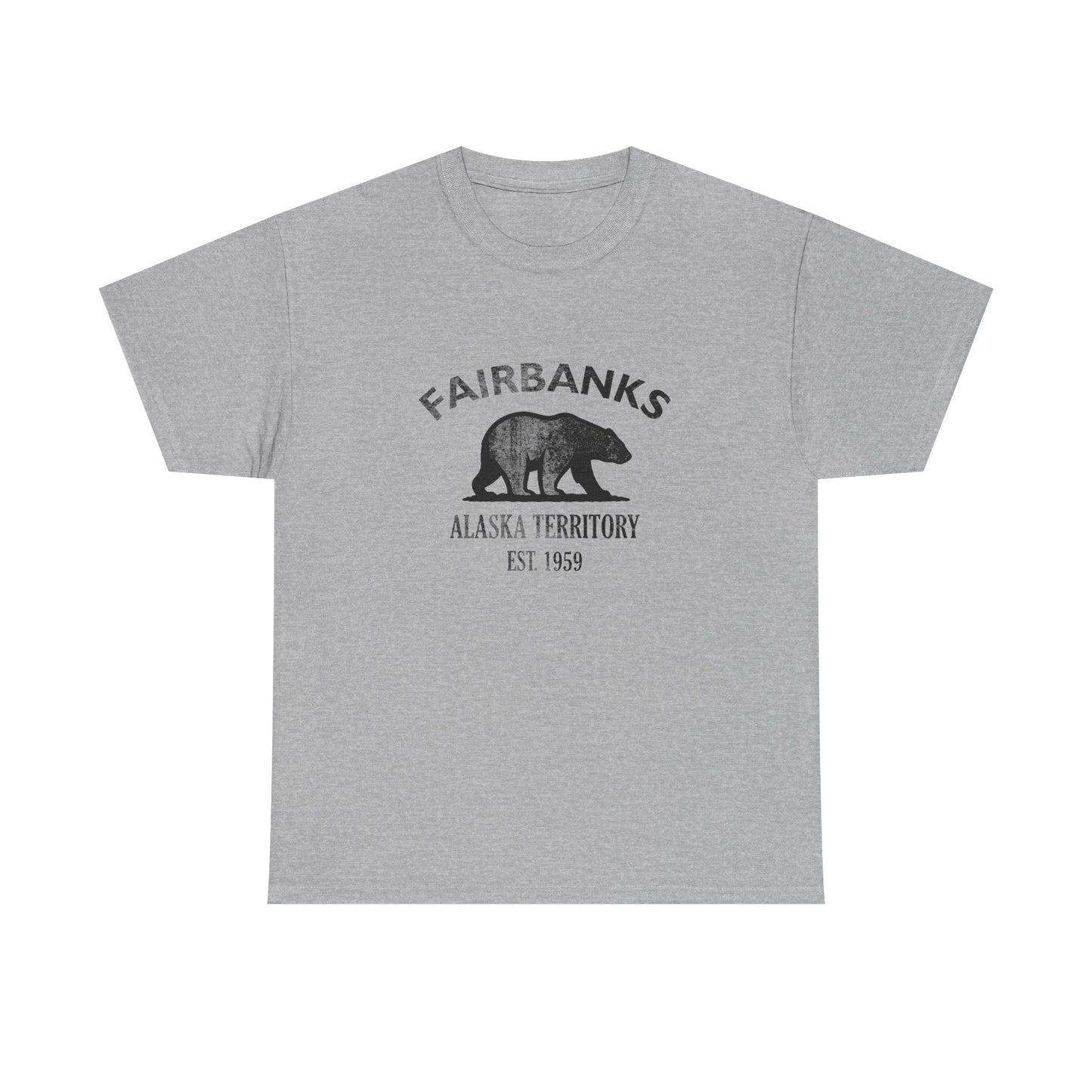 Fairbanks Alaska Vintage Retro Unisex Heavy Cotton Tee - Black Logo