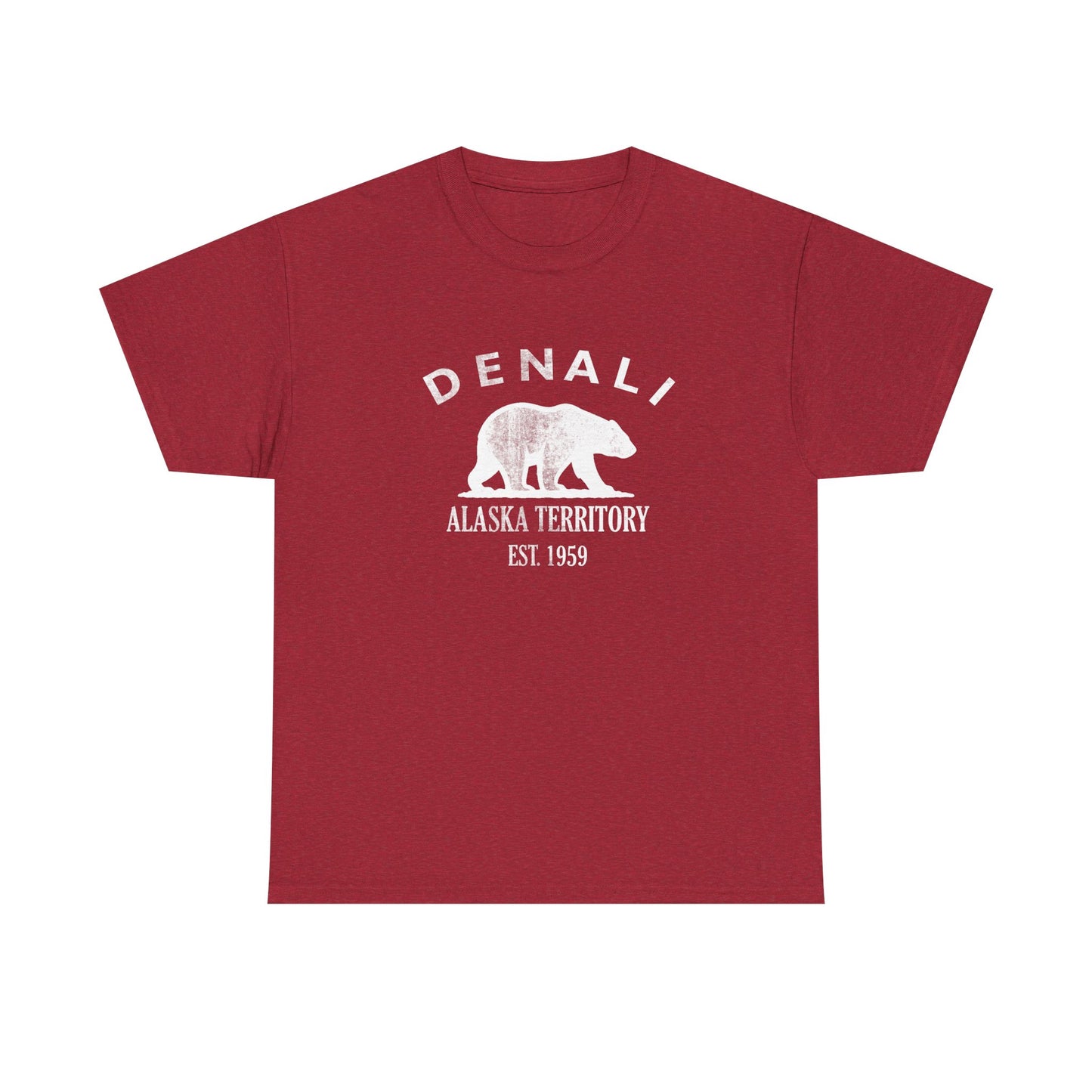 Denali Alaska Vintage Retro Unisex Heavy Cotton Tee - White Logo