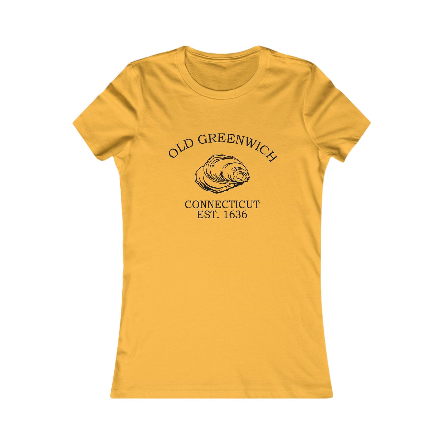 Old Greenwich Connecticut Vintage Retro Womens Fitted Ringspun Cotton Tee - Black Logo
