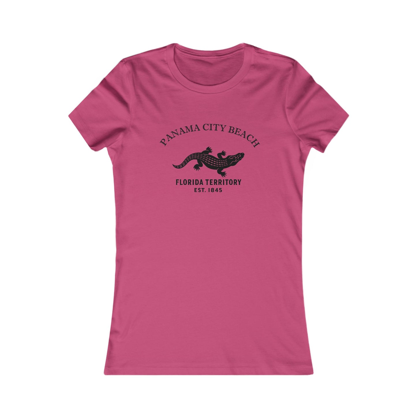 Panama City Beach Florida Vintage Retro Womens Fitted Ringspun Cotton Tee - Black Logo