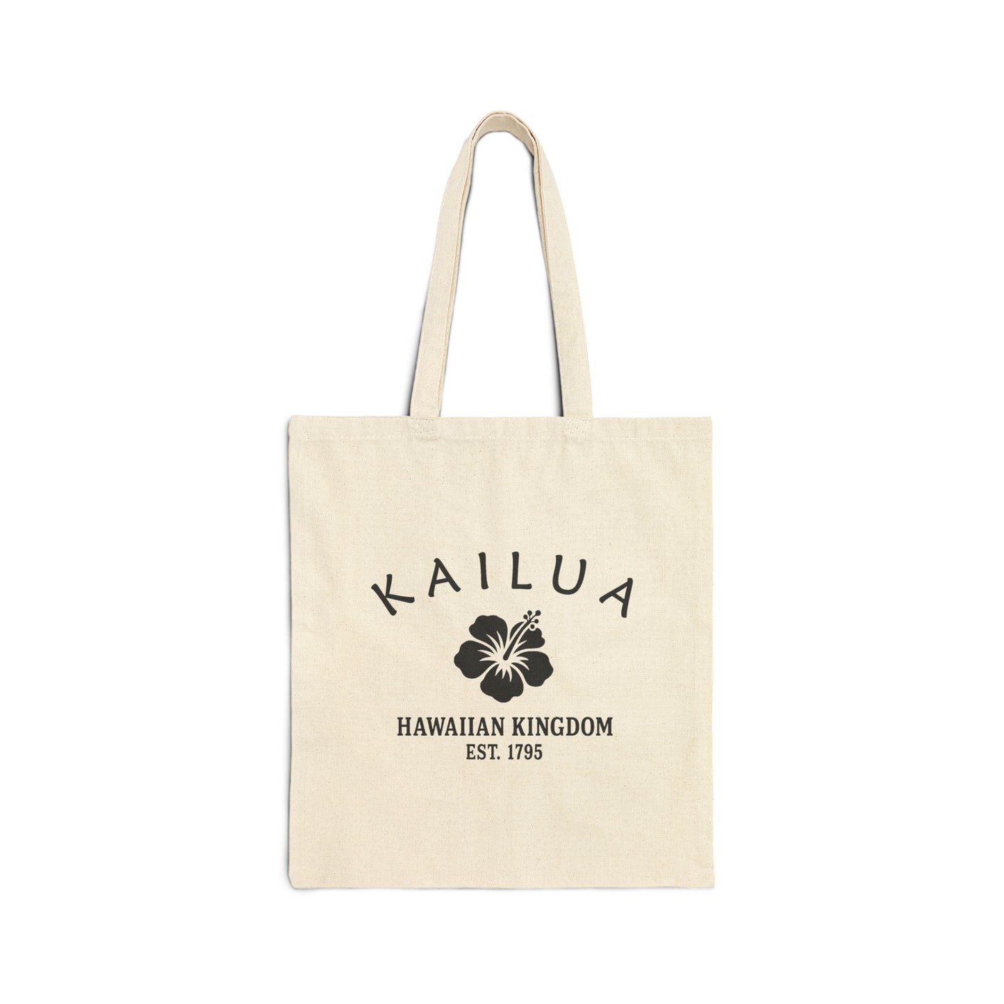 Kailua Hawaii Vintage Retro Cotton Canvas Tote Bag - Black Logo