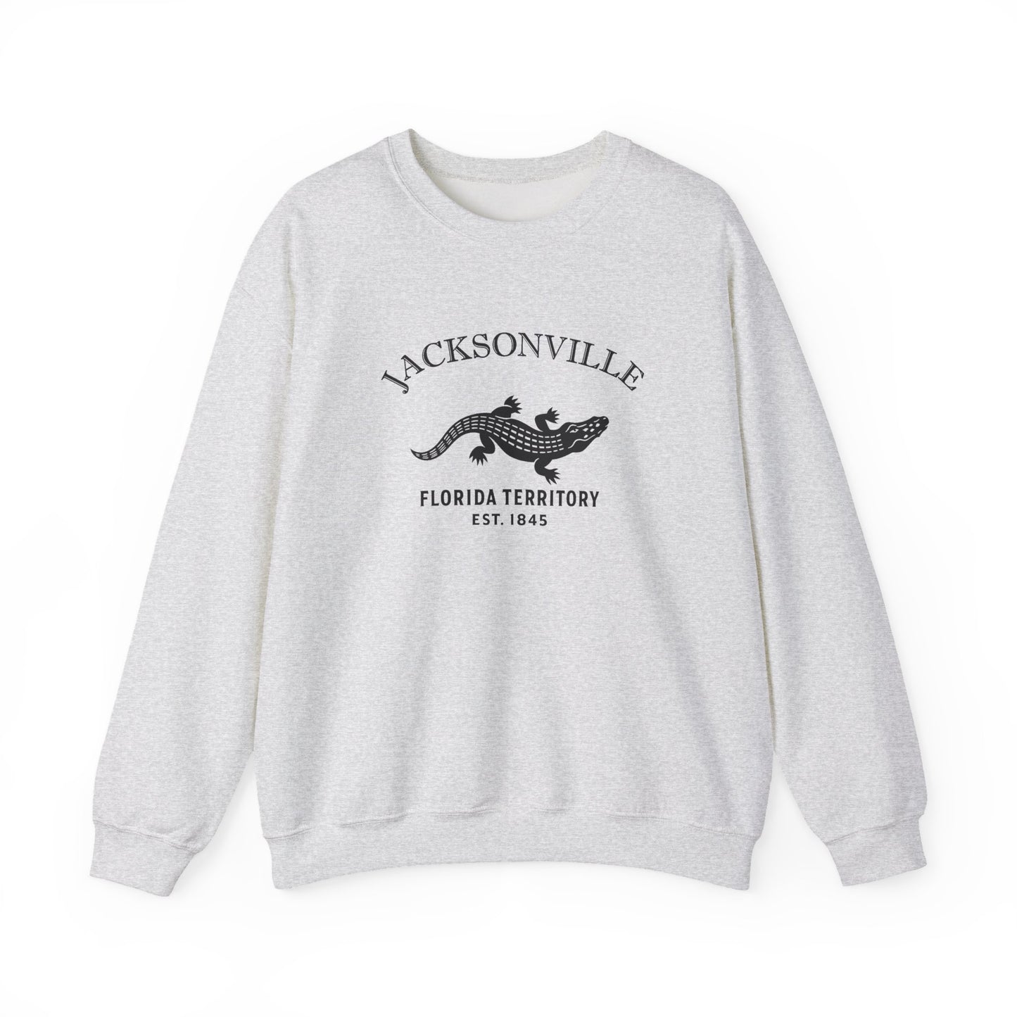 Jacksonville Florida Vintage Retro Unisex Heavy Crewneck Sweatshirt - Black Logo