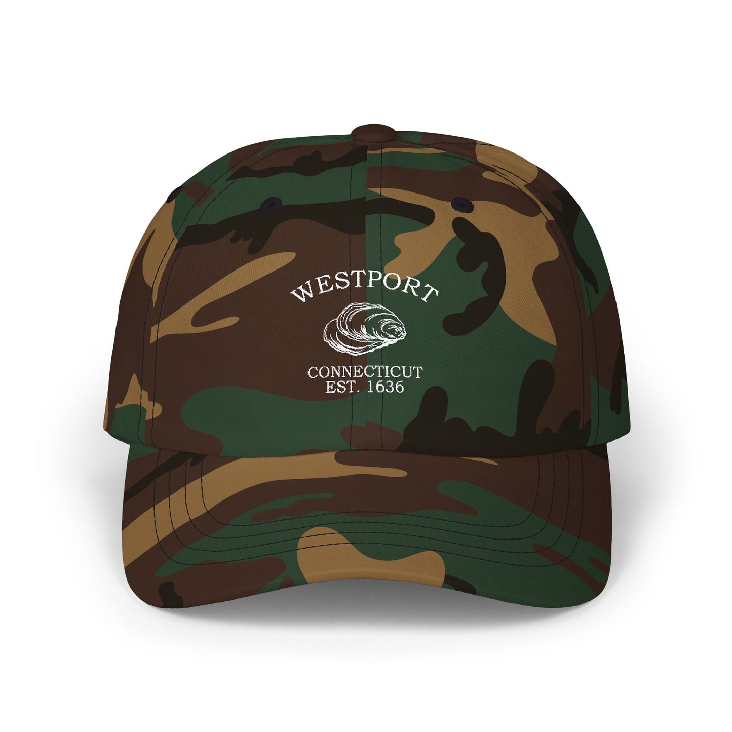 Westport Connecticut Vintage Retro Embroidered Cotton Cap - White Logo