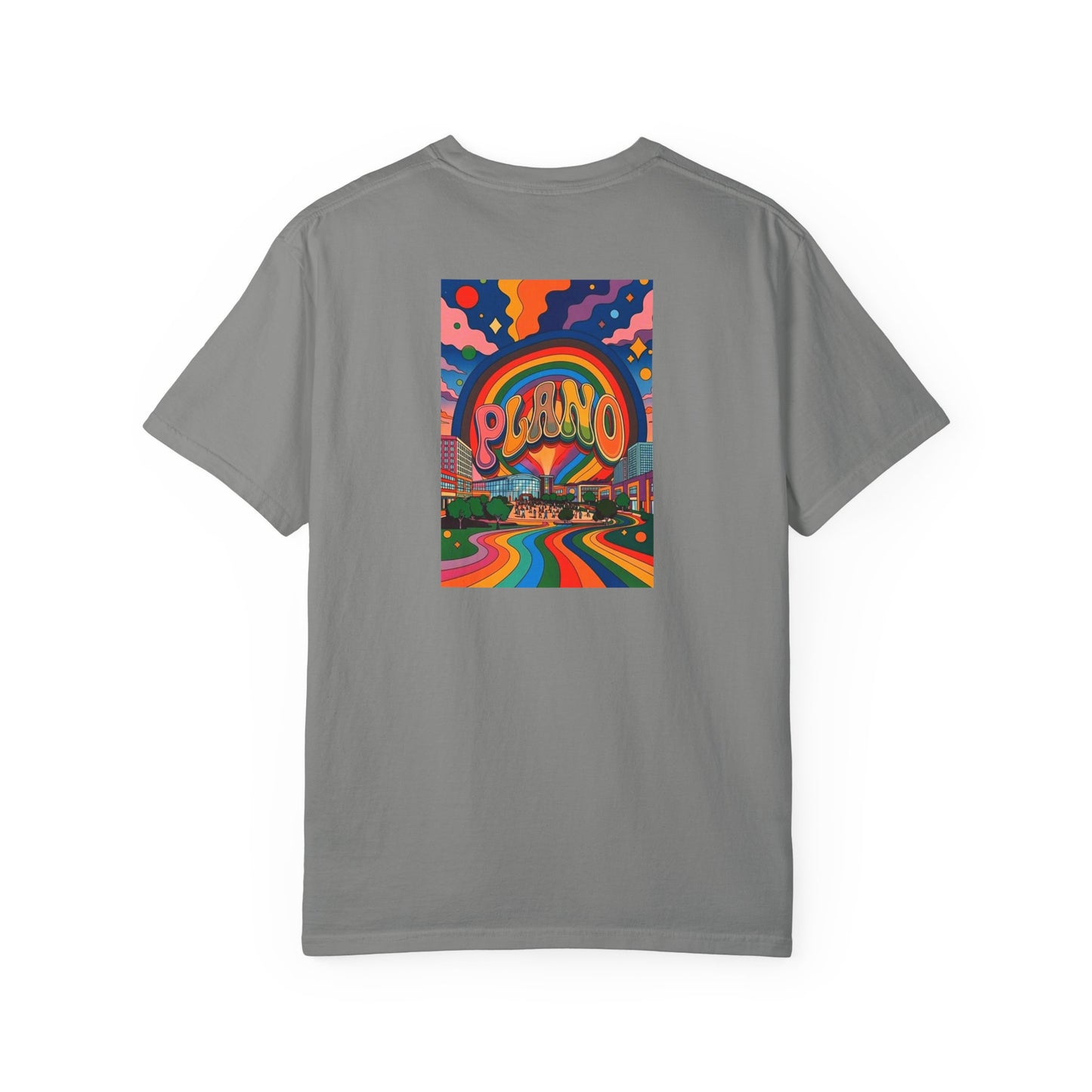 Plano Texas Vintage Retro Back Printed Art Series Cotton Tee - Black Logo