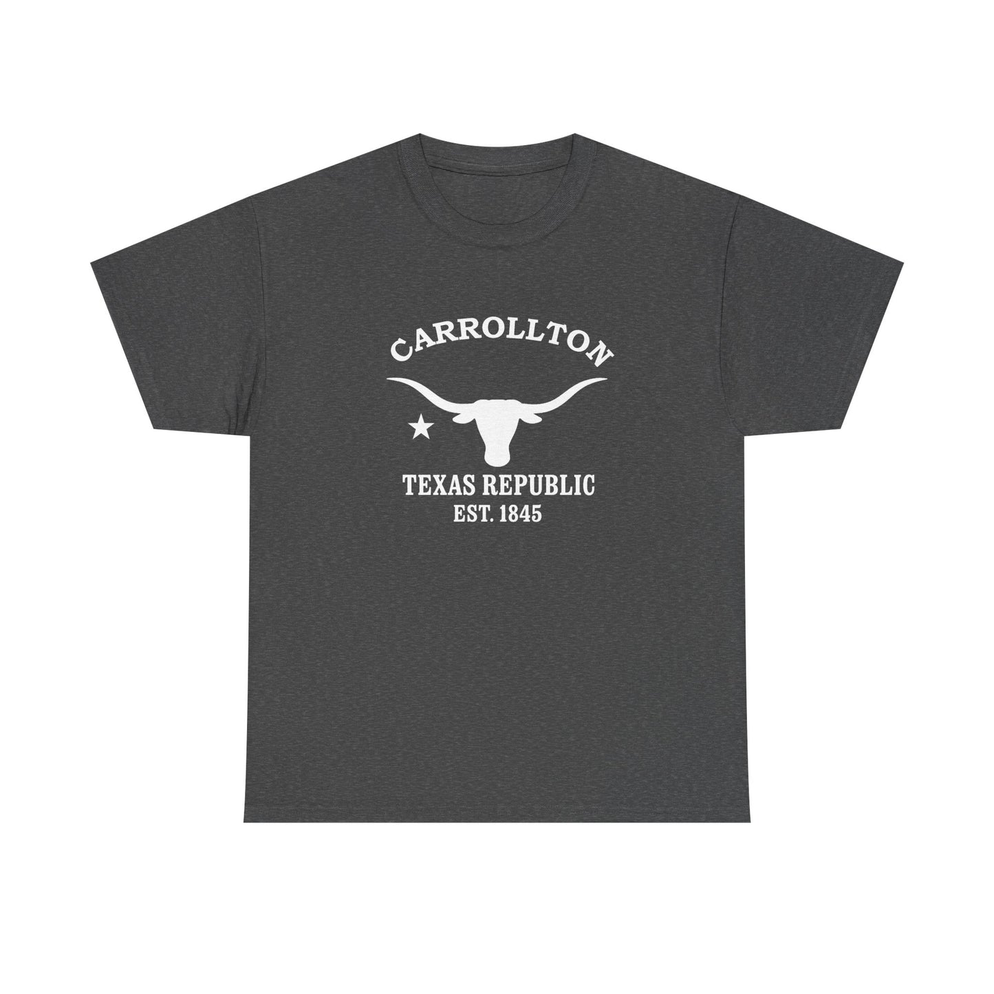 Carrollton Texas Vintage Retro Unisex Heavy Cotton Tee - White Logo