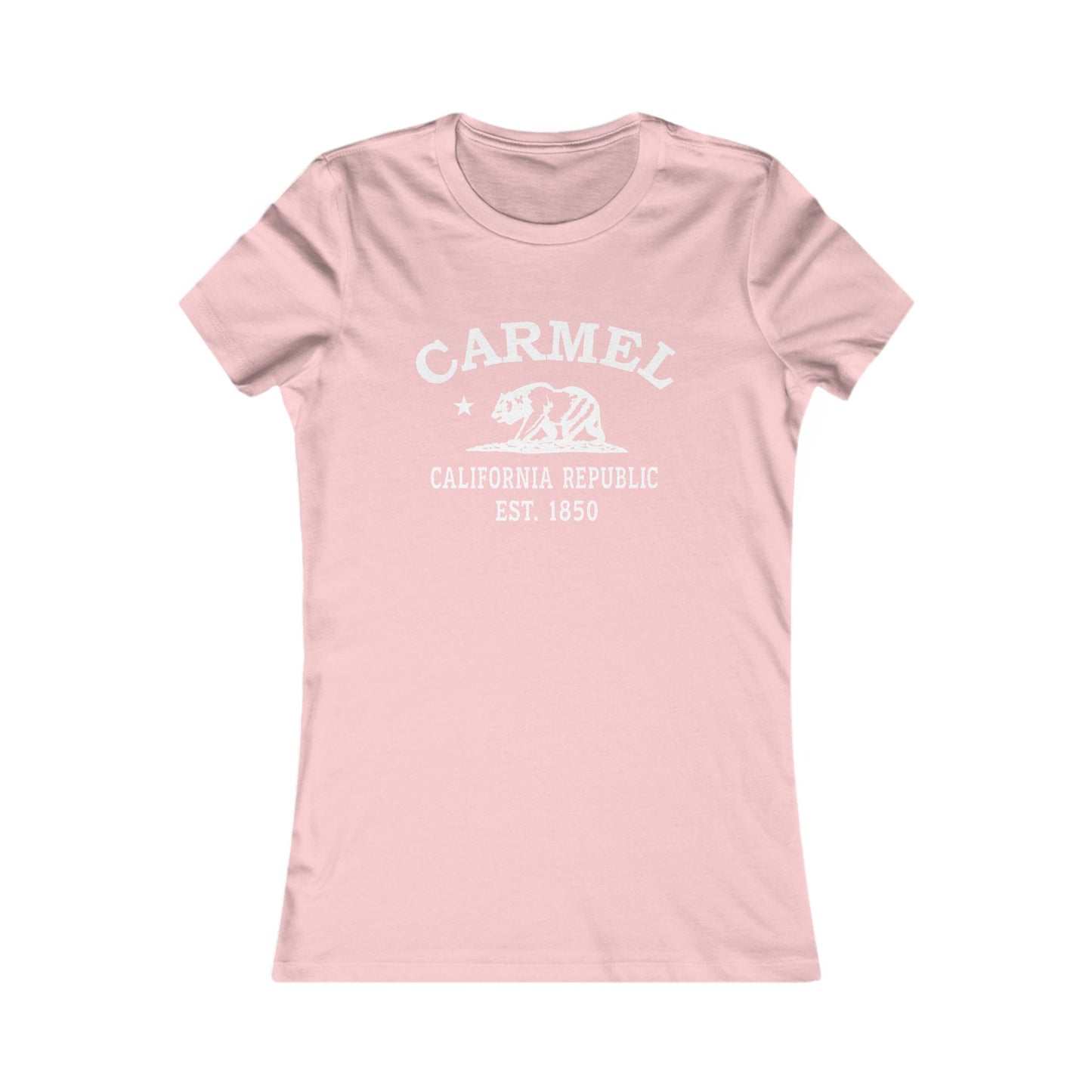 Carmel California Vintage Retro Womens Fitted Ringspun Cotton Tee - White Logo
