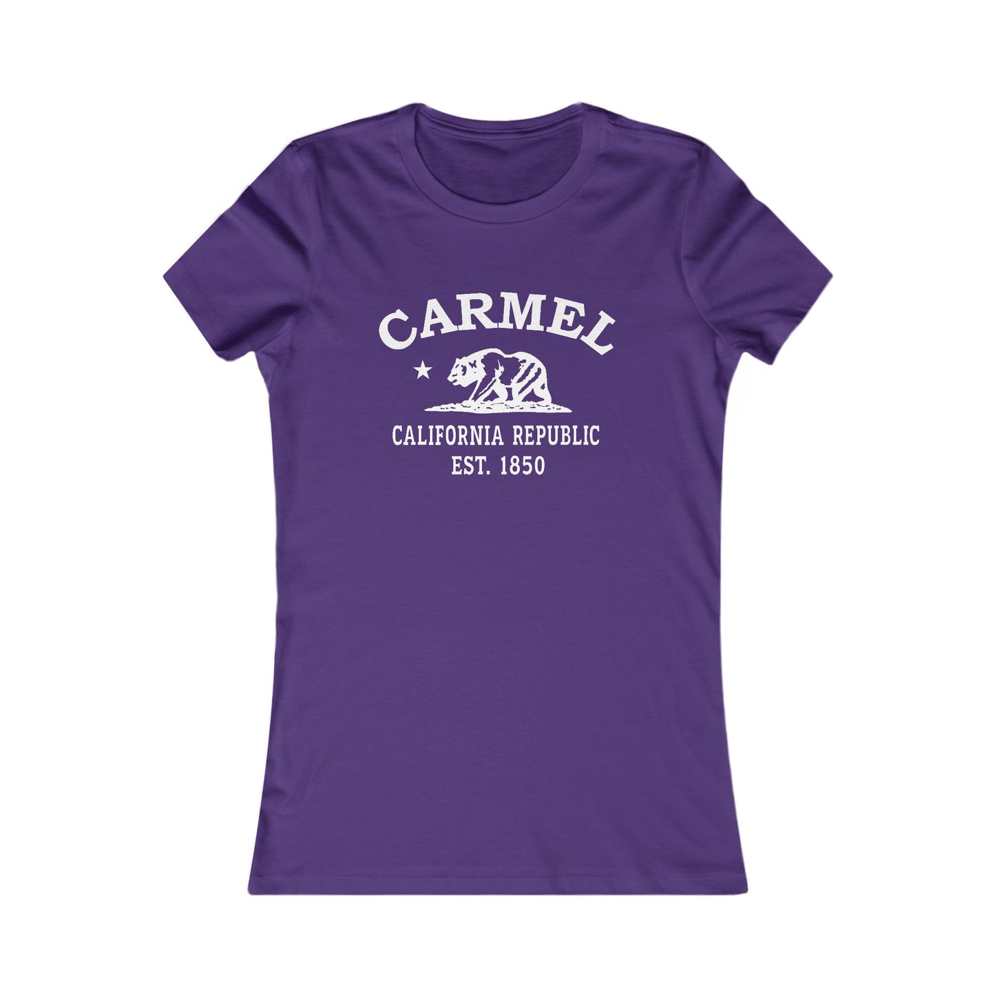 Carmel California Vintage Retro Womens Fitted Ringspun Cotton Tee - White Logo