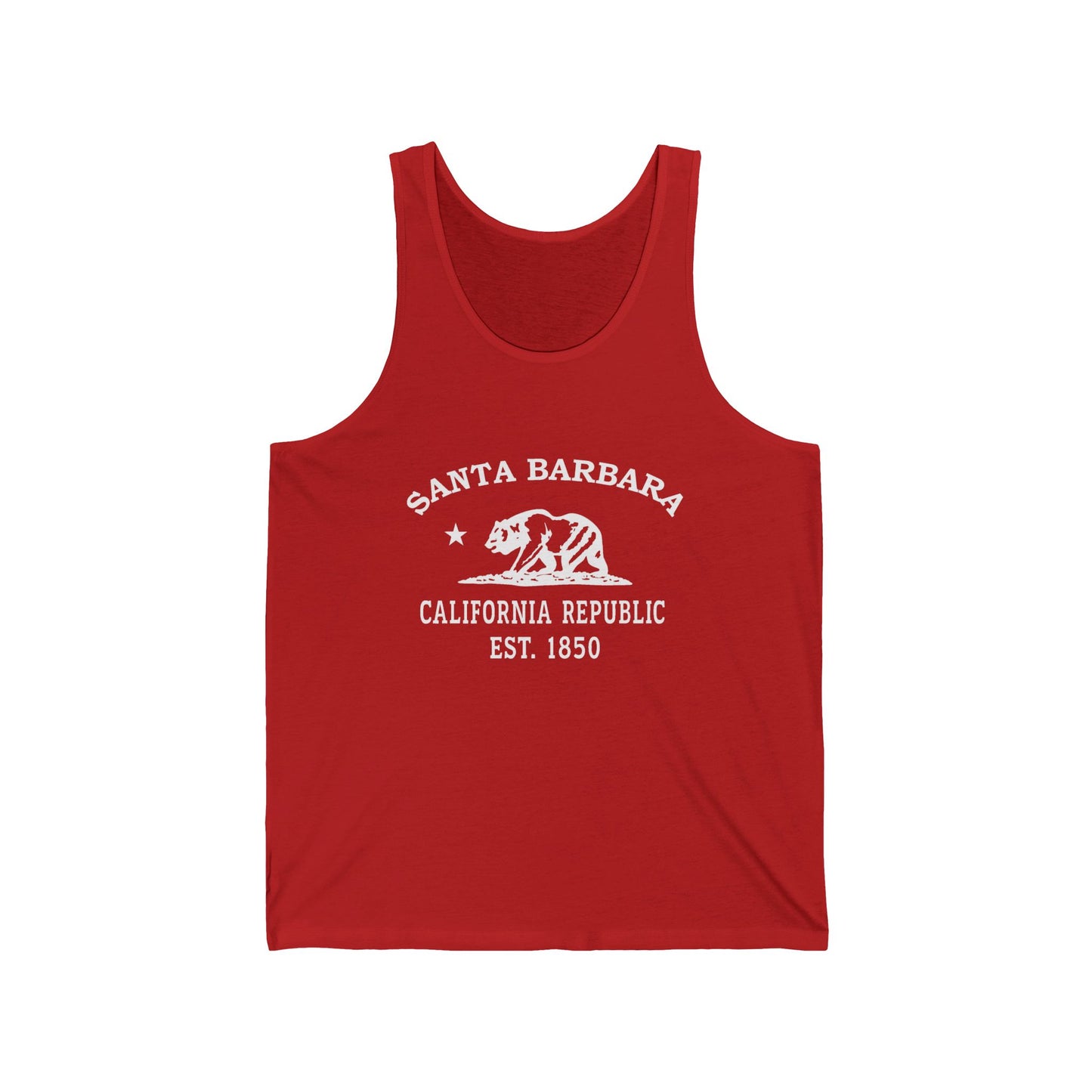 Santa Barbara California Unisex Cotton Jersey Tank Top - White Logo