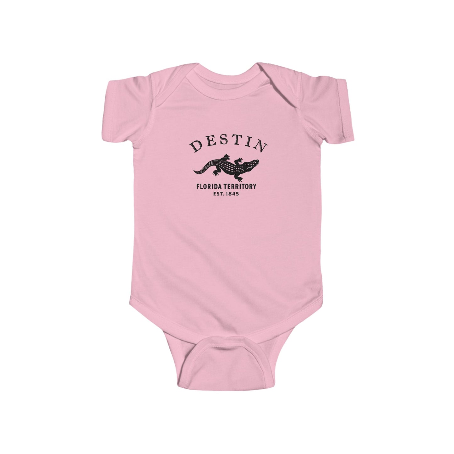Destin Florida Vintage Retro Cotton Jersey Baby Bodysuit - Black Logo