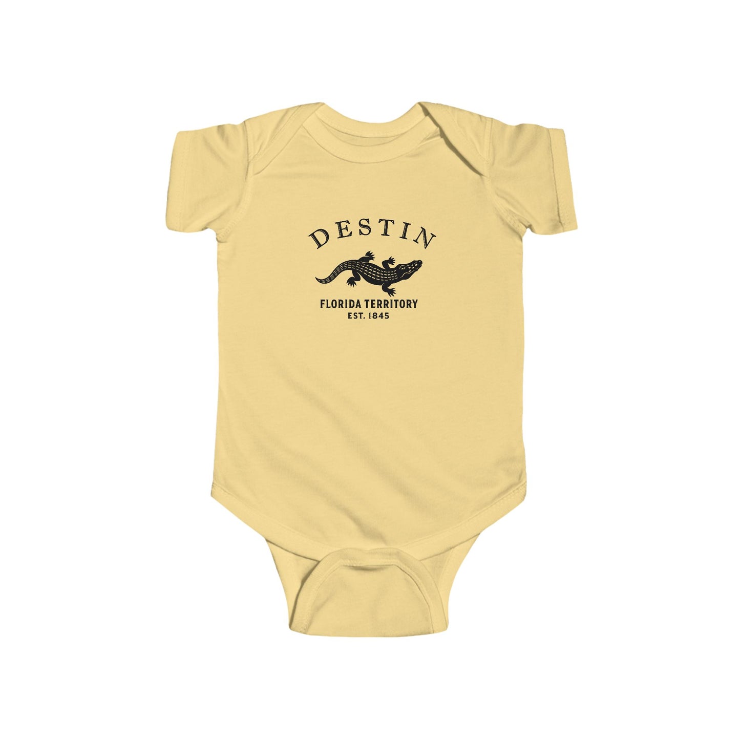Destin Florida Vintage Retro Cotton Jersey Baby Bodysuit - Black Logo