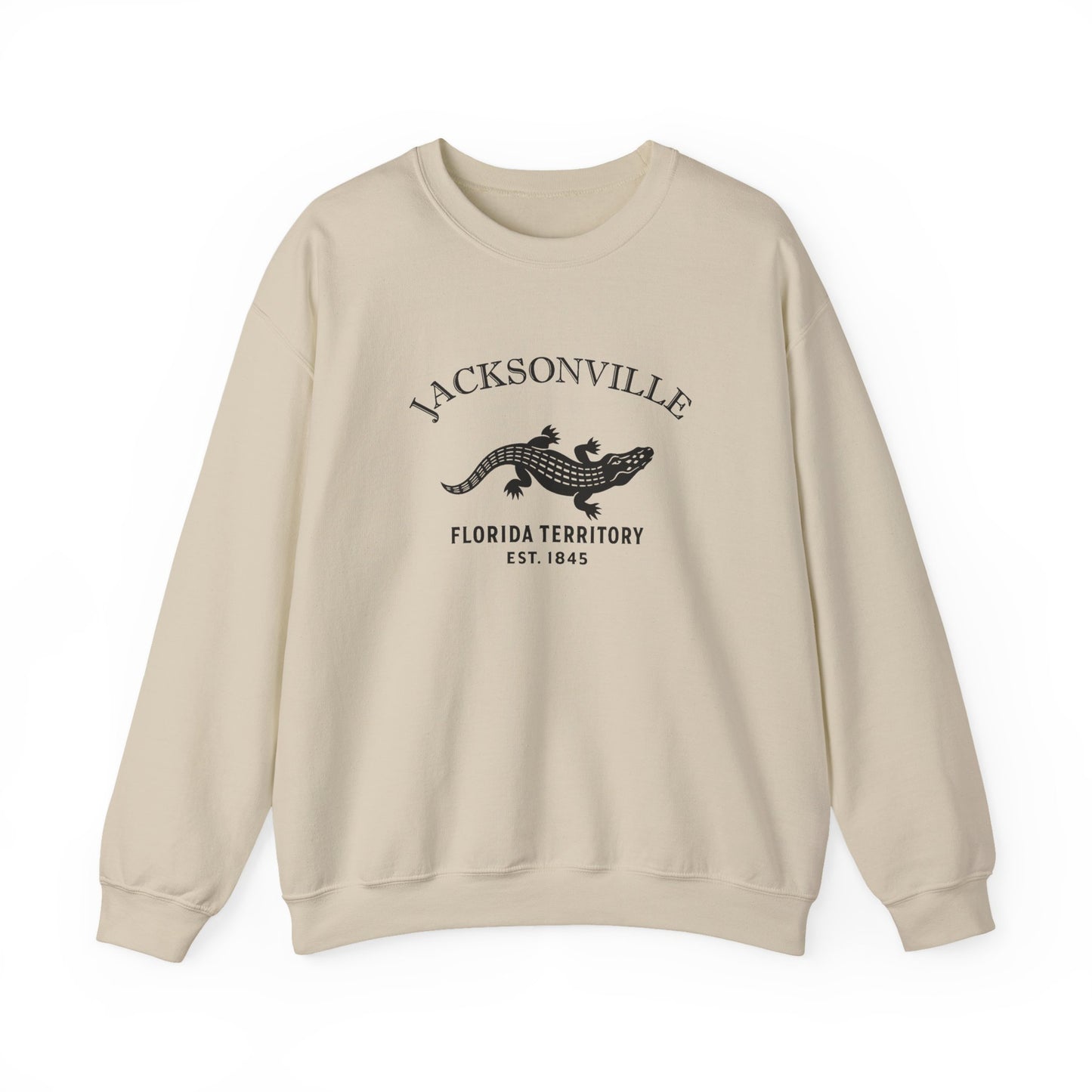 Jacksonville Florida Vintage Retro Unisex Heavy Crewneck Sweatshirt - Black Logo
