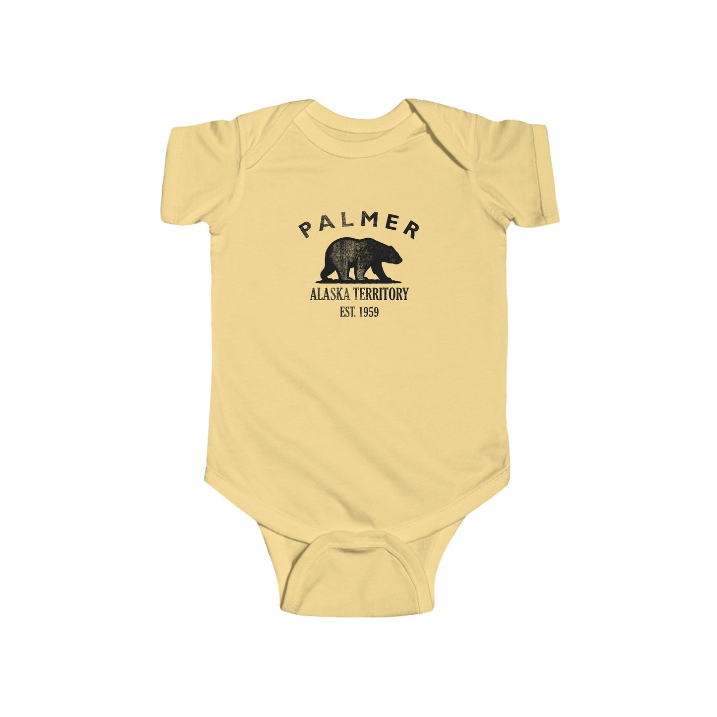 Palmer Alaska Cottton Jersey Baby Bodysuit - Black Logo