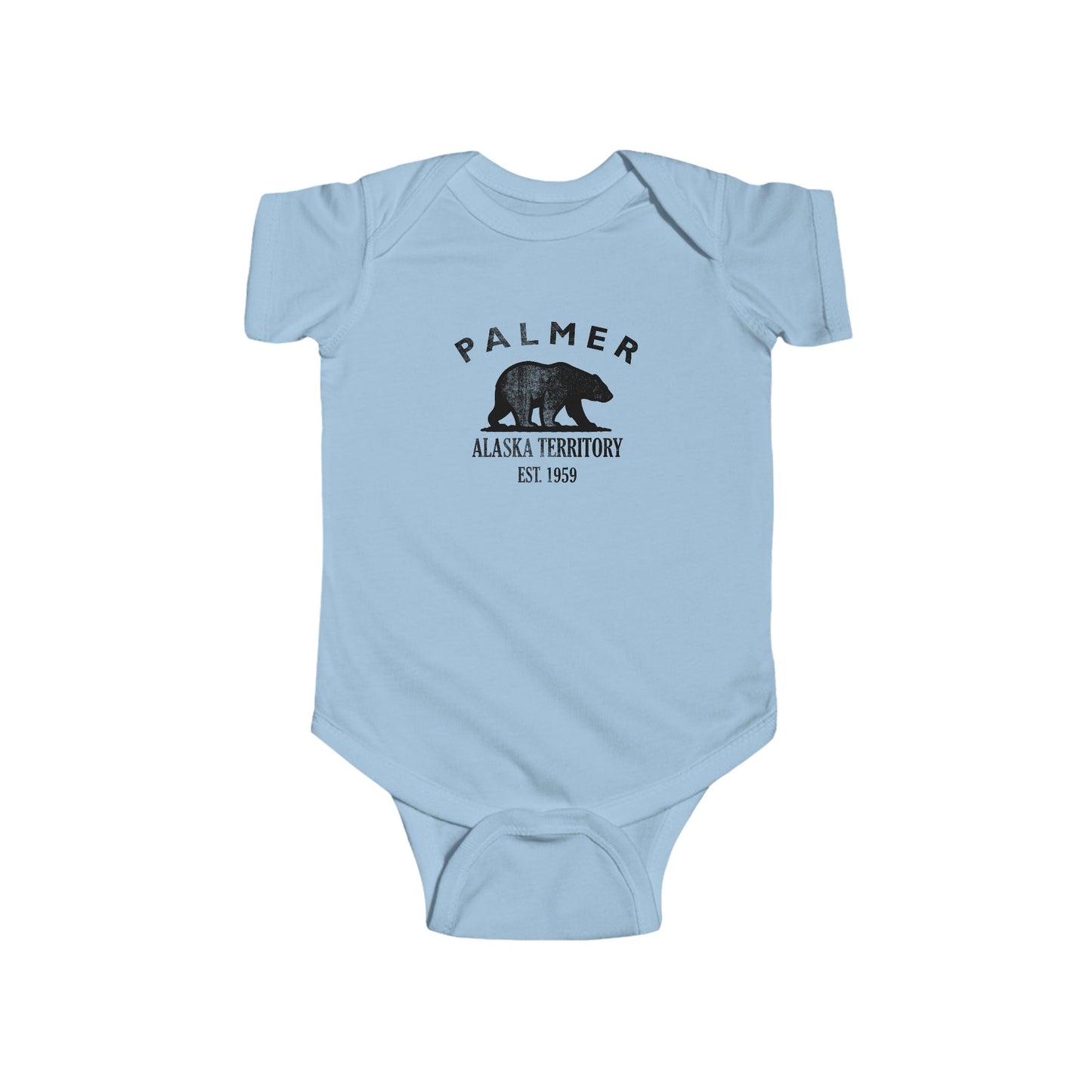 Palmer Alaska Cottton Jersey Baby Bodysuit - Black Logo