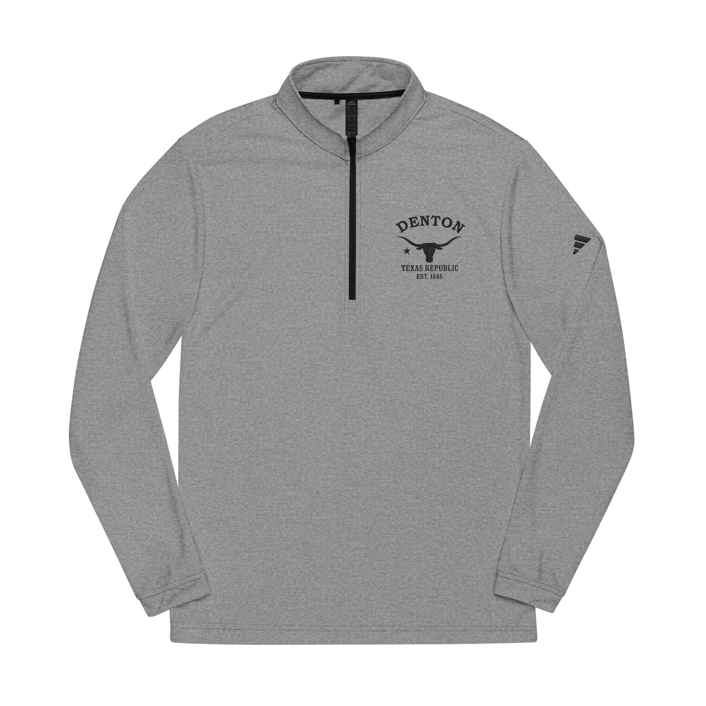 Denton Texas Vintage Retro Quarter-Zip Embroidered Pullover - Black Logo