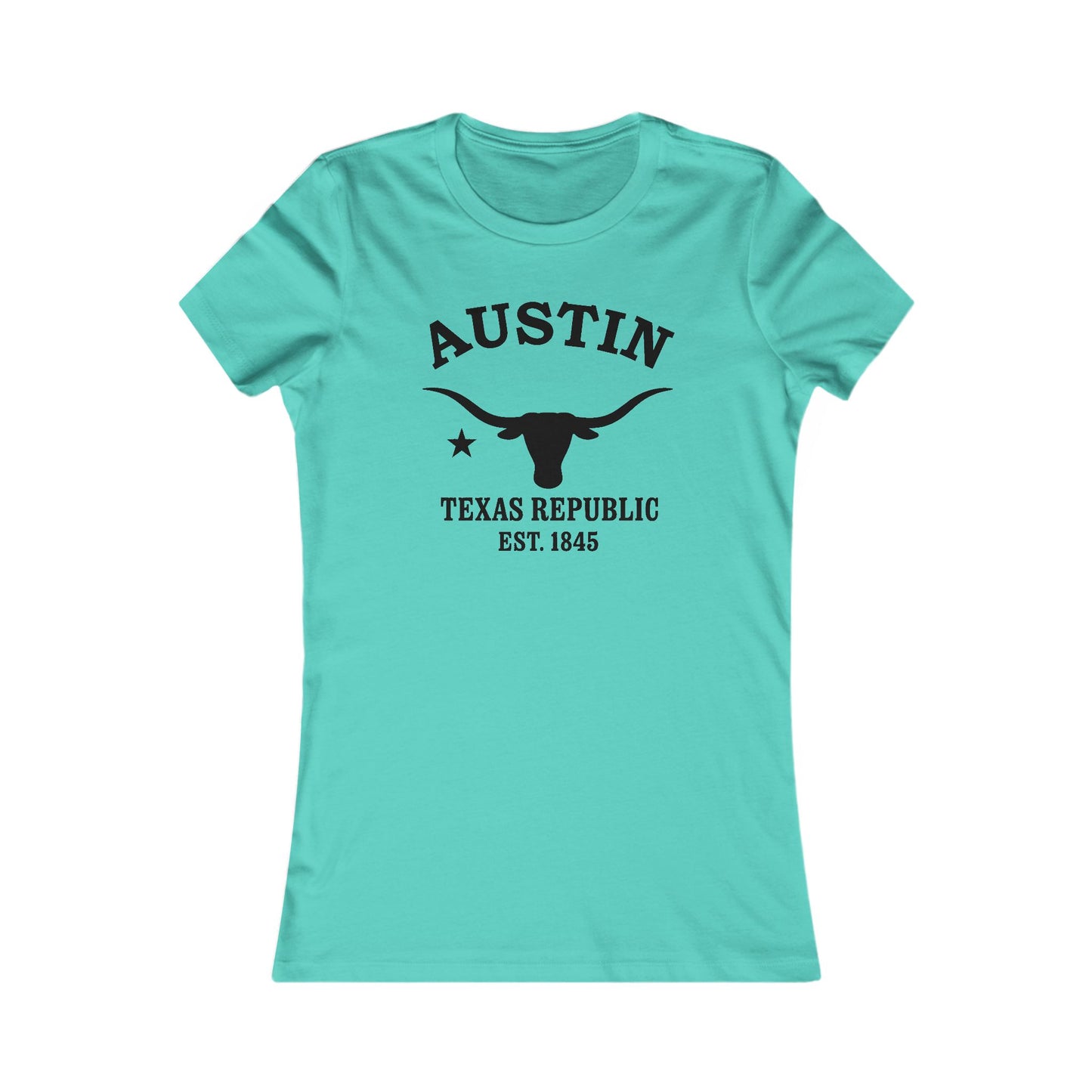Austin Texas Ringspun Cotten Fitted Vintage Retro Womens Tee - Black Logo