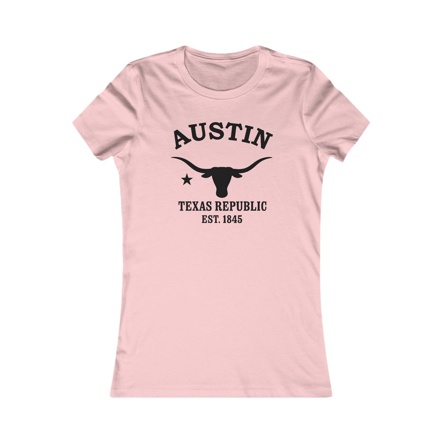 Austin Texas Ringspun Cotten Fitted Vintage Retro Womens Tee - Black Logo