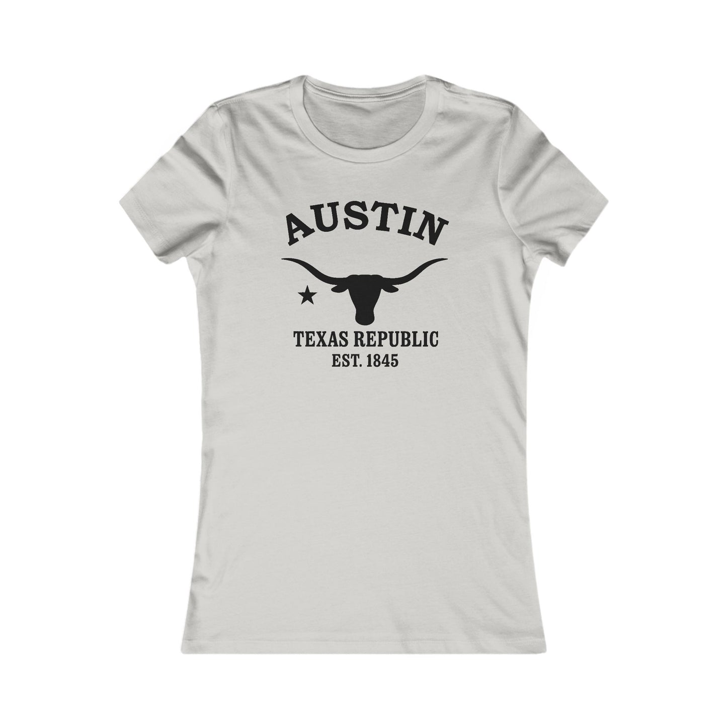 Austin Texas Ringspun Cotten Fitted Vintage Retro Womens Tee - Black Logo